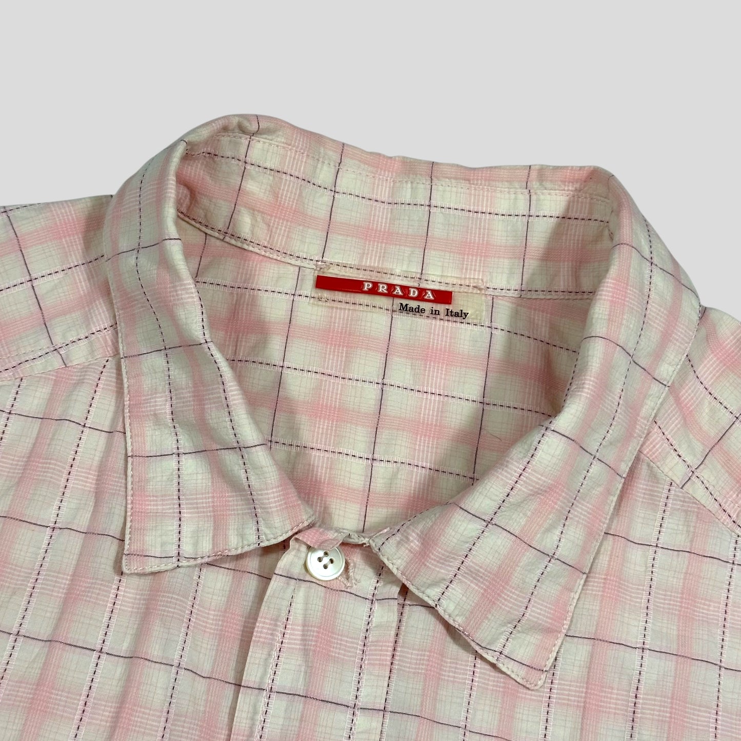 Prada Sport 00’s Pink Tartan Checker Ventilated Shirt - L/XL