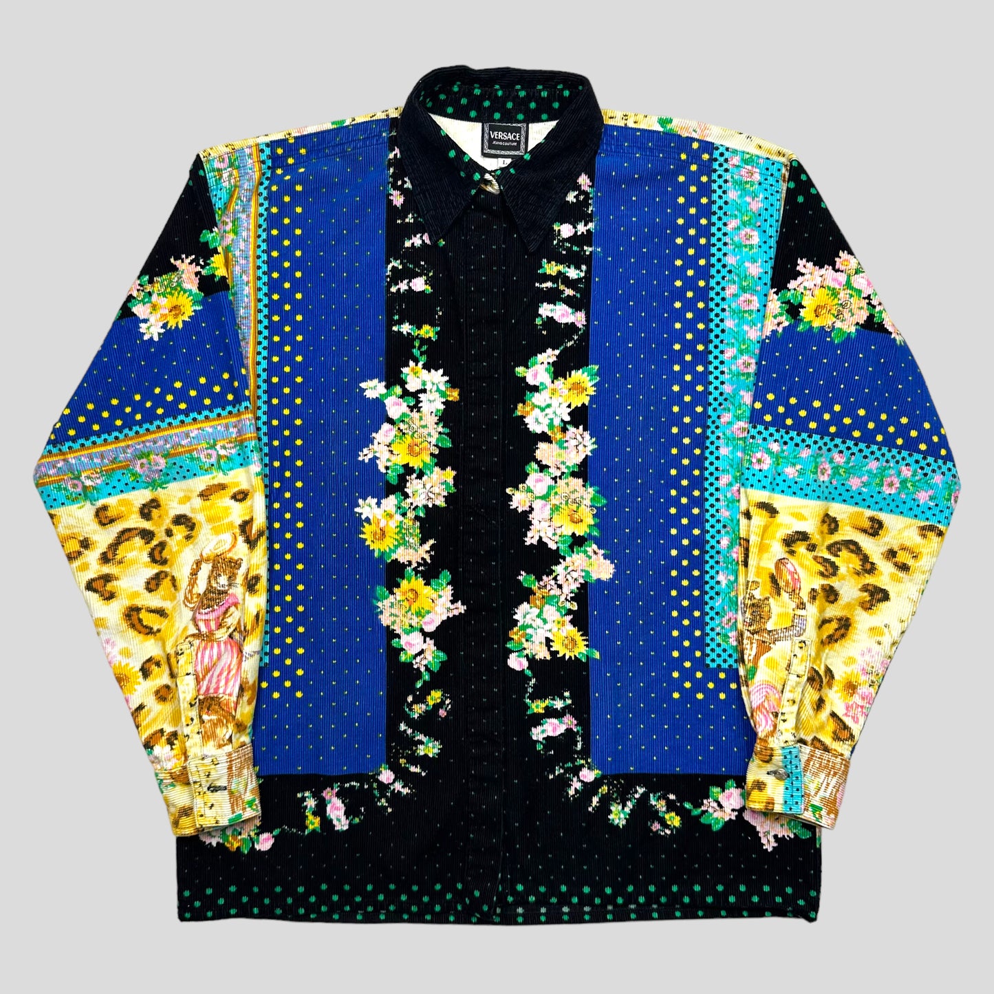 Versace VJC 1990’s Cats and Flowers Corduroy Shirt - M