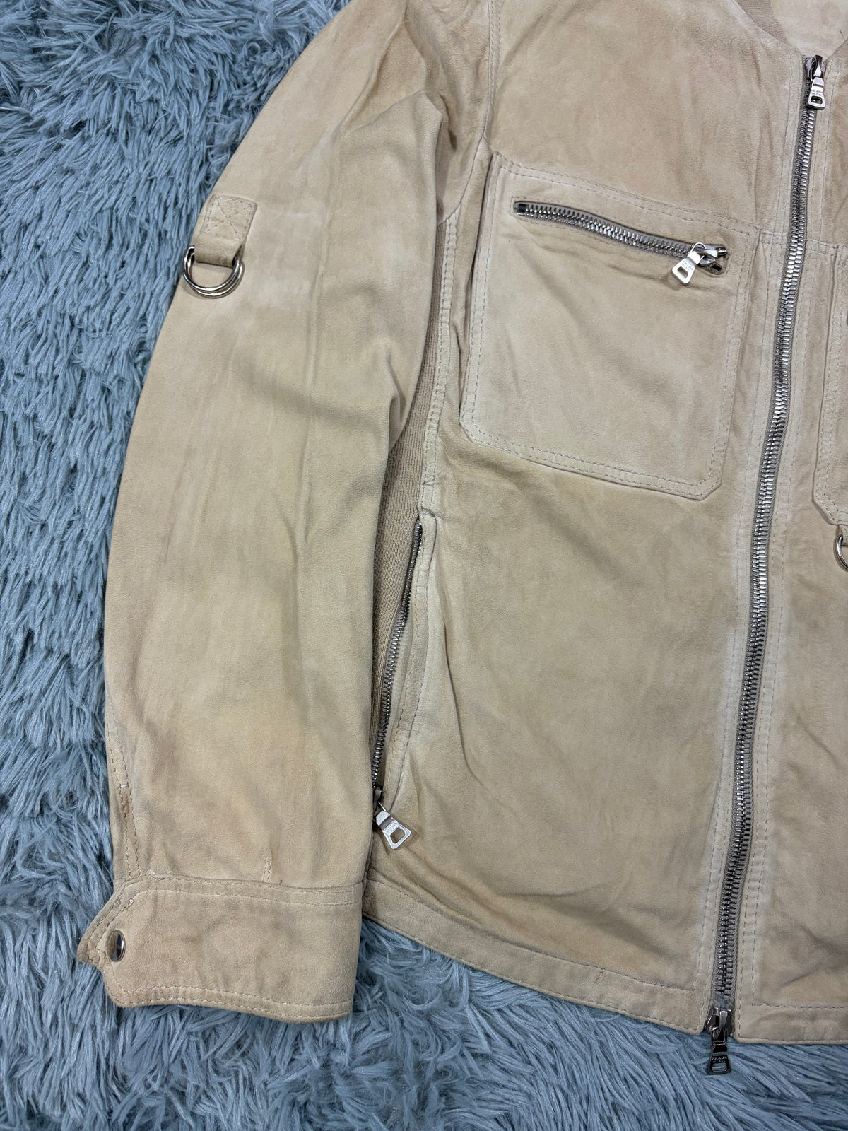 Prada Sport 00’s Suede Leather D-ring Cargo Biker Jacket - M