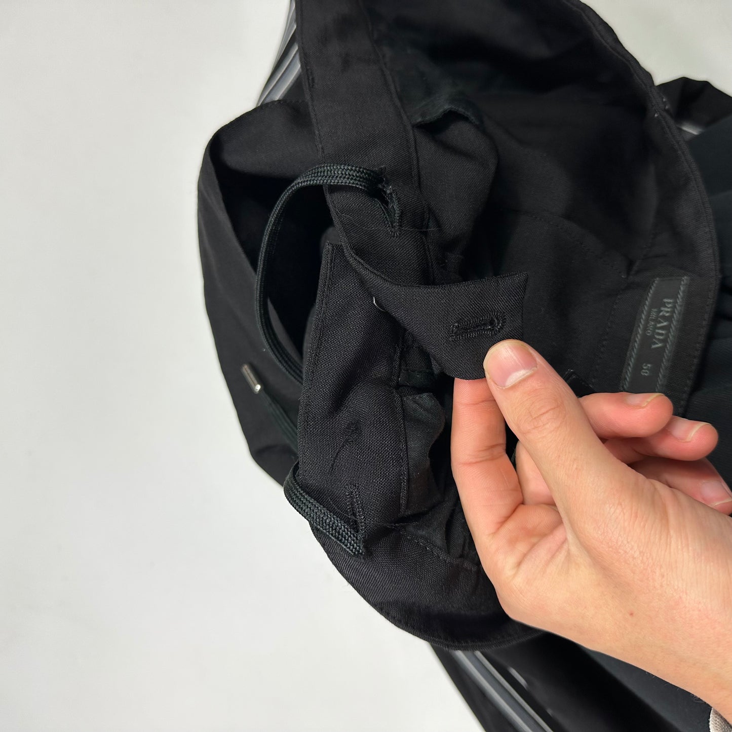 Prada Milano 2022 Mohair & Wool Striped Plaque Logo Trousers - IT50 (L)