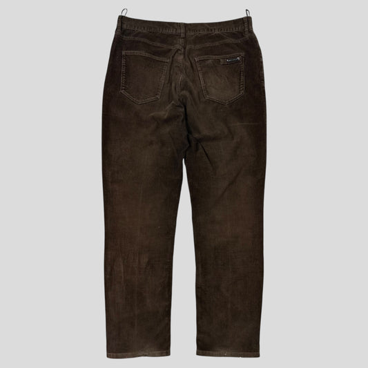 Prada Sport 2010 Black Logo Tab Brown Corduroy Trousers - IT48