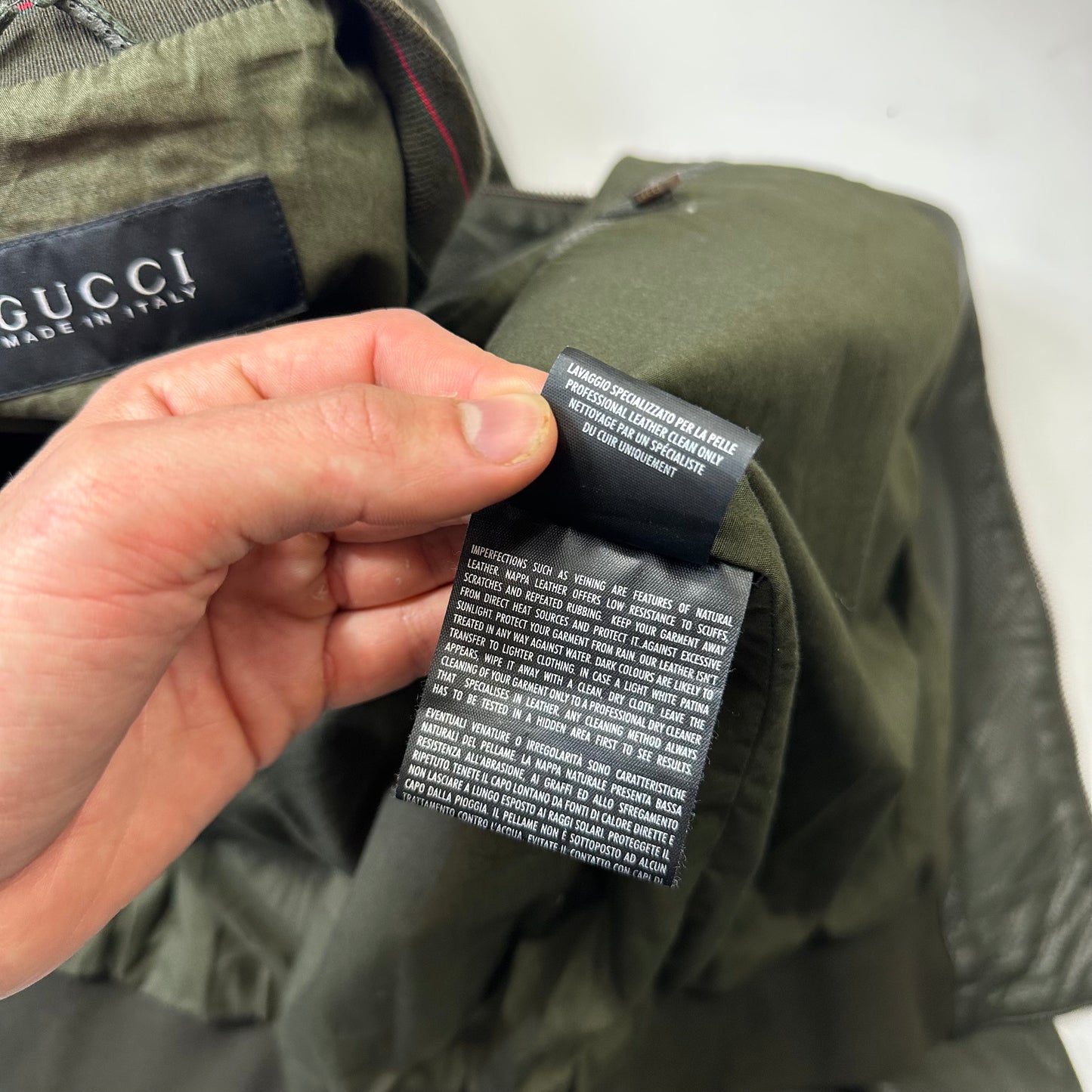 Gucci by Tom Ford 00’s Perforated Nappa Leather Green Bomber Jacket - IT52