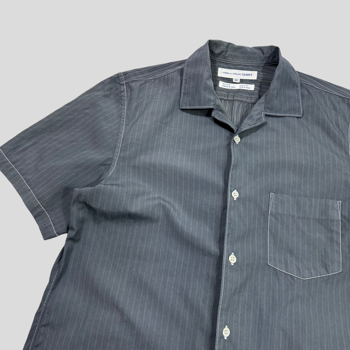 CDG SHIRT 00’s Striped Tonal Camp Collar Shirt - M