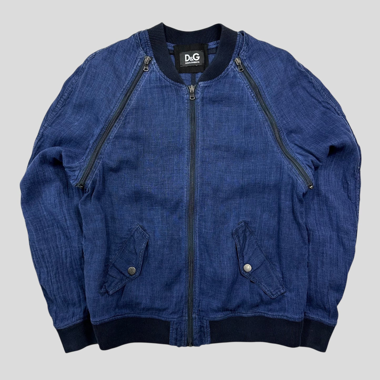 D&G 00’s Flax Multi-Zip Parachute Bomber Jacket - M