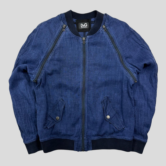D&G 00’s Flax Multi-Zip Parachute Bomber Jacket - M