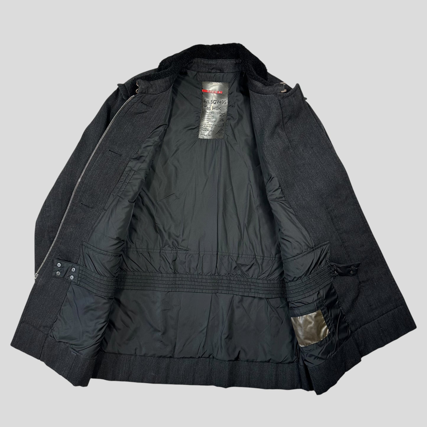 Prada Sport 00’s Technical Wool Sherpa Collar Overcoat - L