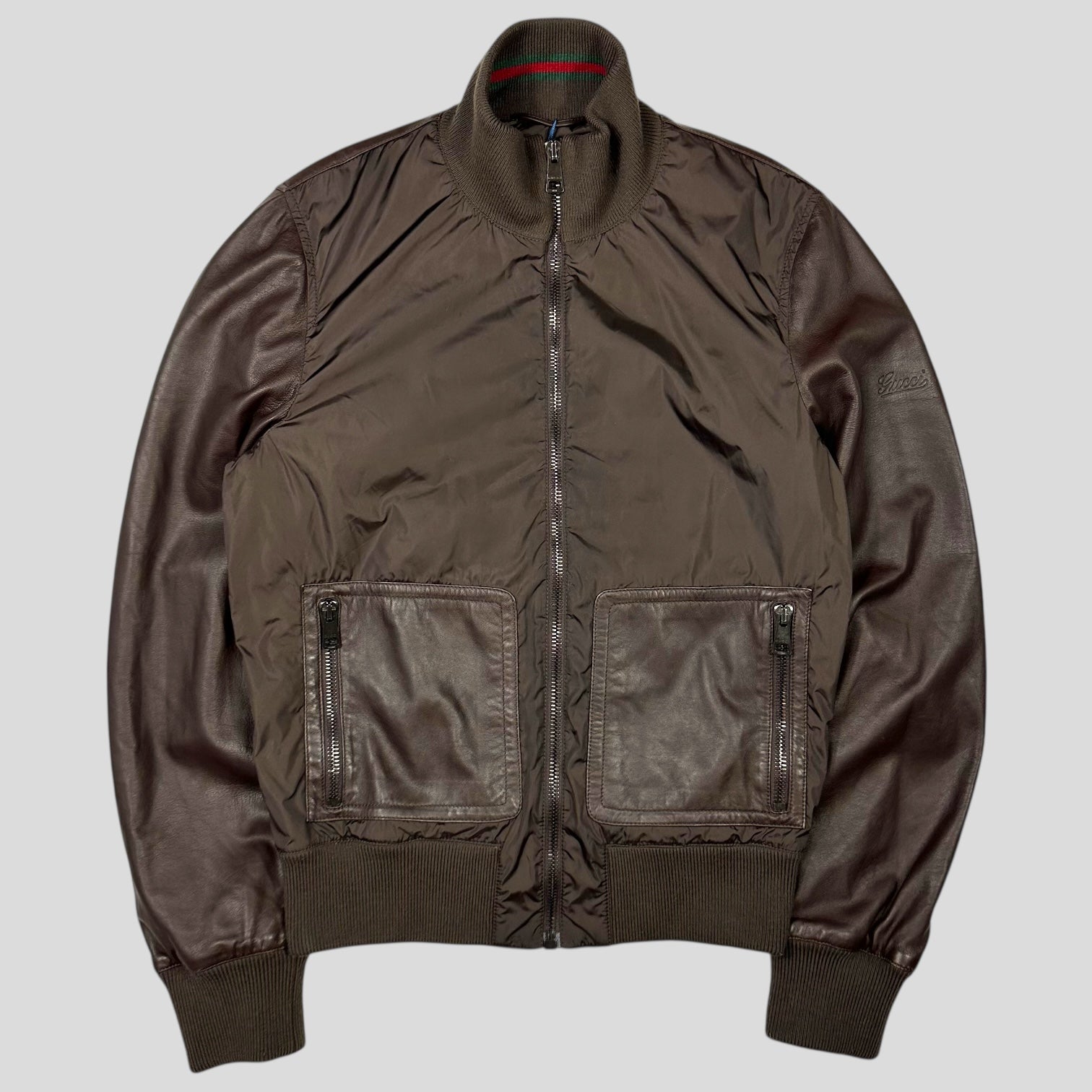 ジャケット・アウター GUCCI LEATHER BOMBER JACKET Gucci Leather bomber jacket Gucci