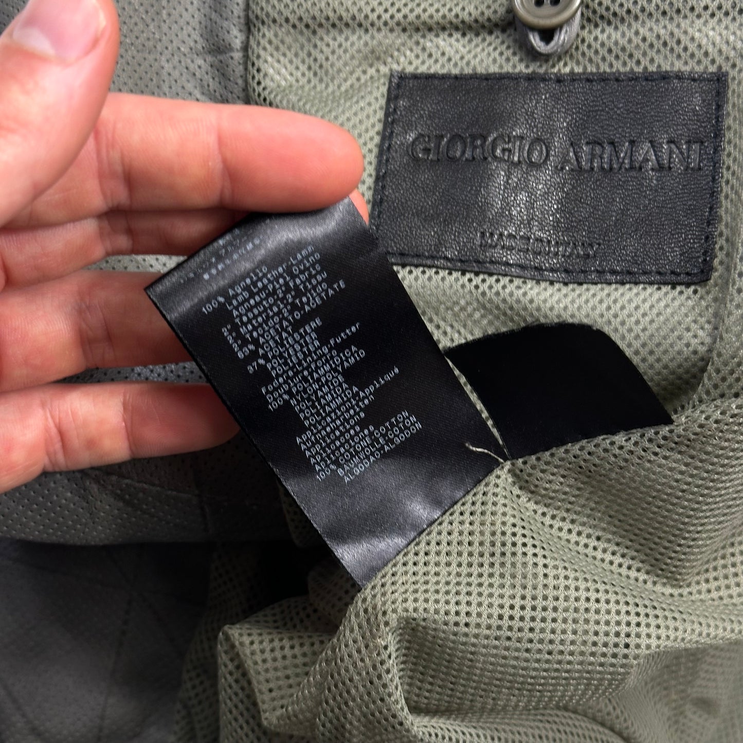 Giorgio Armani 2010 Perforated Leather Grid Bomber Jacket - IT48 (M)