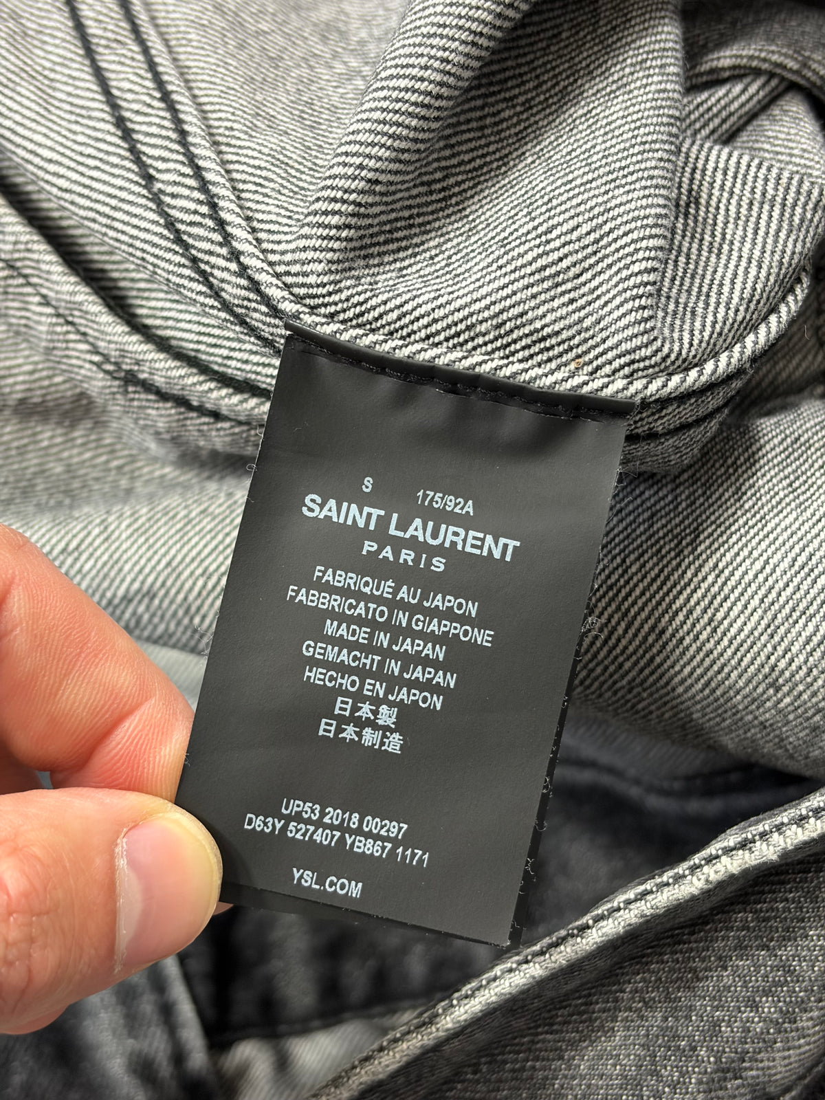 Saint Laurent 2017 Distressed Denim Grey Trucker Jacket - S