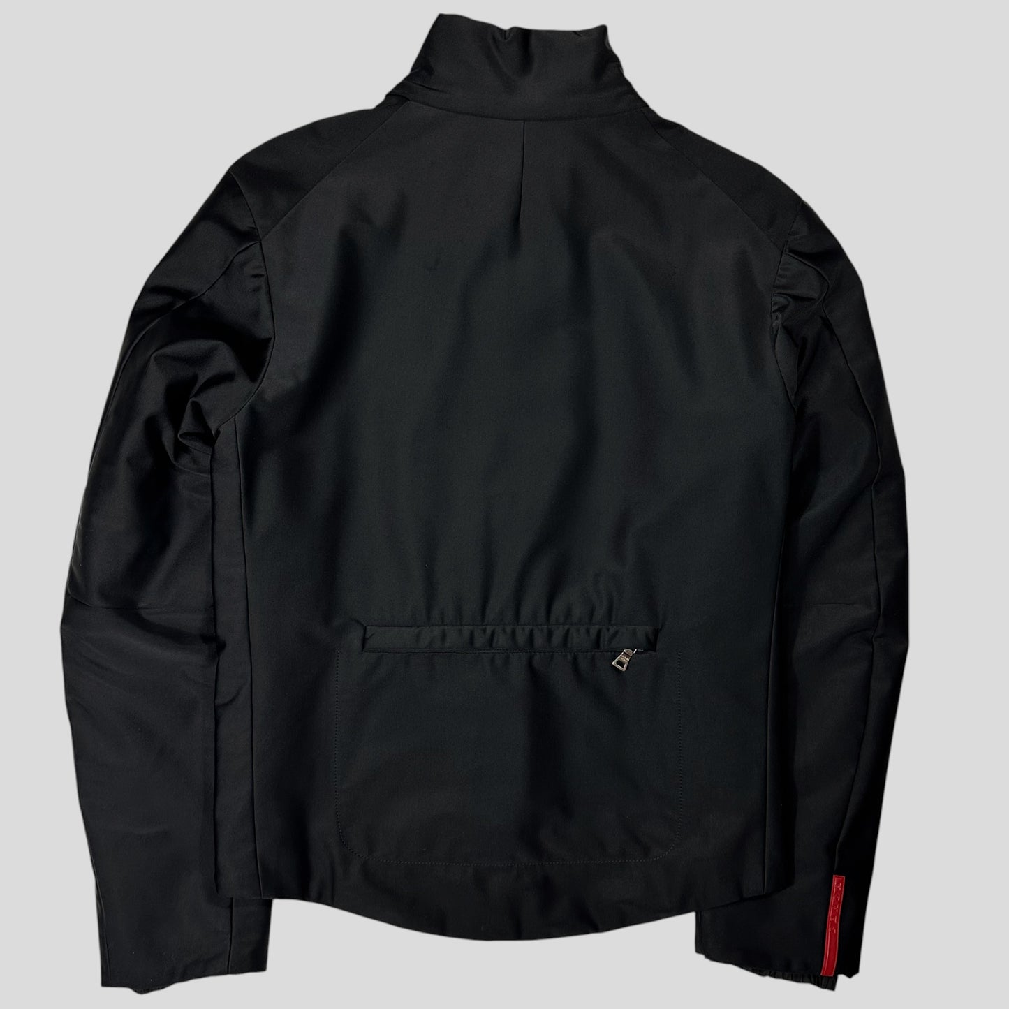 Prada Sport 1999 Jet Black Stash Pocket Soft Nylon Cycle Jacket - IT48