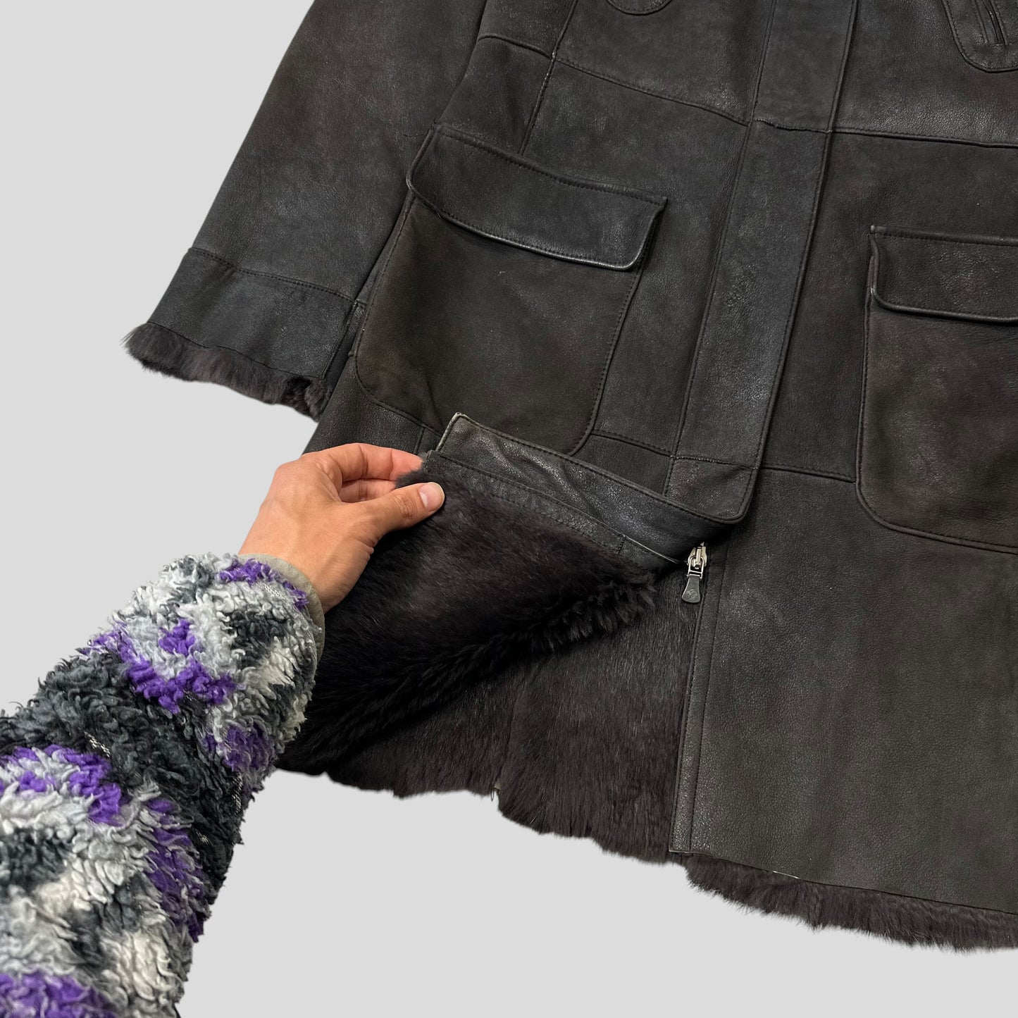 Versace VJC 90’s Leather Fur Sheepskin Afghan Coat - M