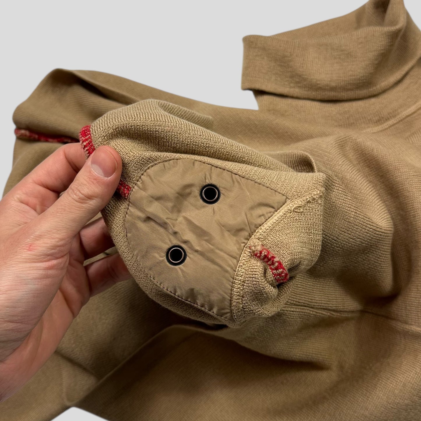 Prada Sport 00’s Ventilated Roll-neck Camel Knit Jumper - IT48