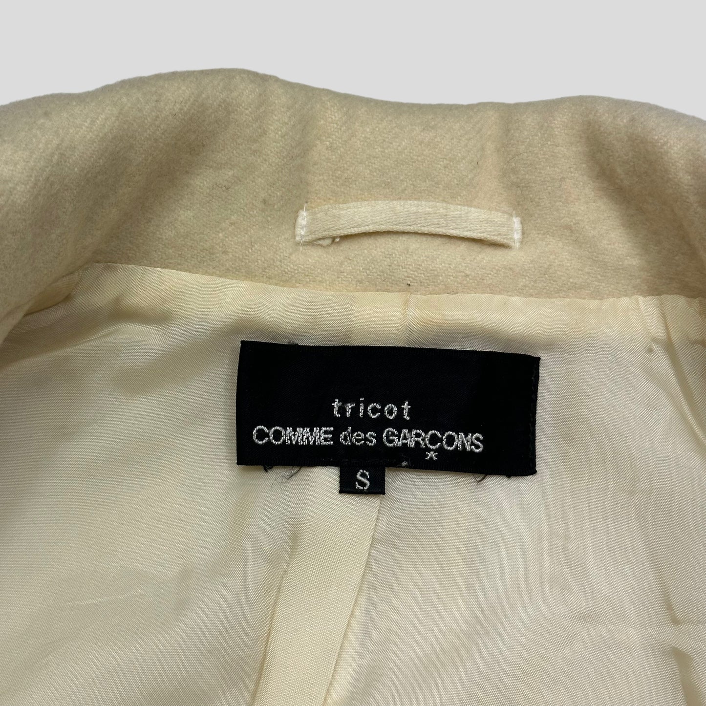 CDG Tricot 2002 Cream Angora & Wool Mini Blazer Jacket - S