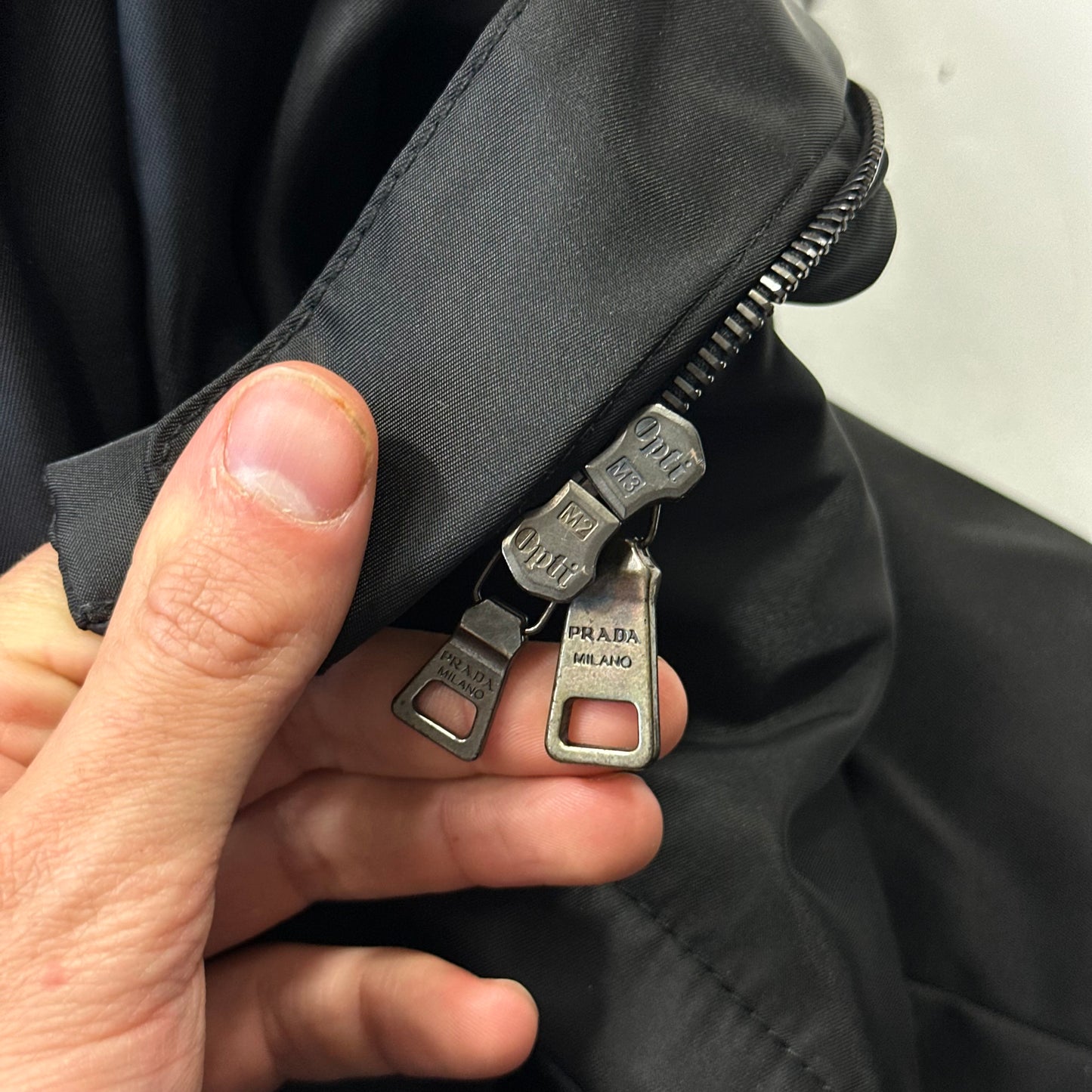 Prada Milano 2011 Gabardine Nylon Leather Jacket + Belt - M