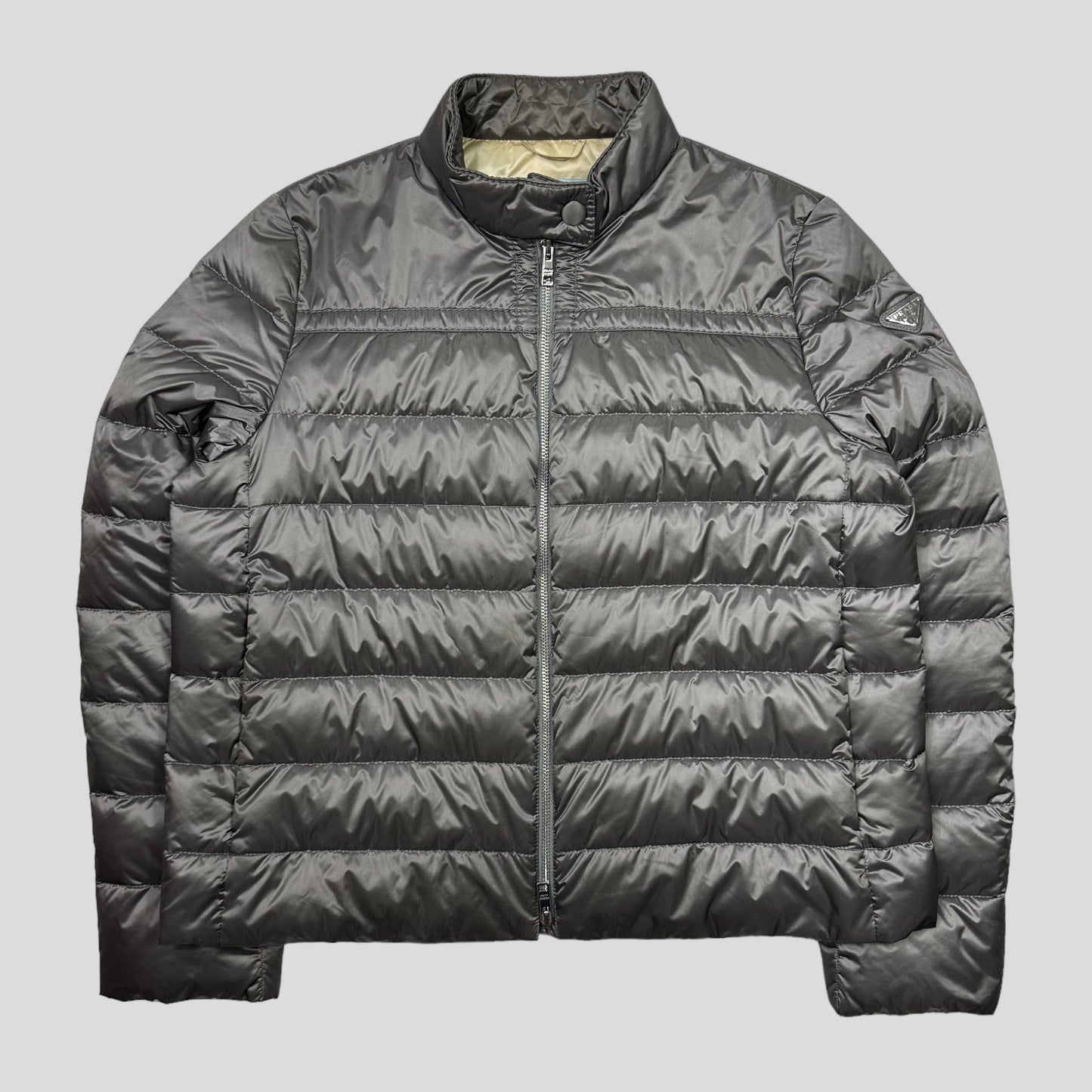 Prada Milano 2017 Metallic Grey Down Puffer Jacket - IT44