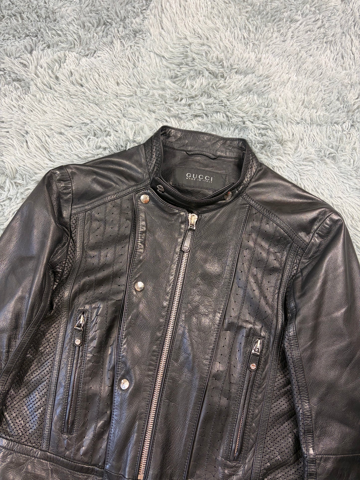 Gucci 00’s by Frida Giannini Perforated Leather Premium Biker Jacket - IT46
