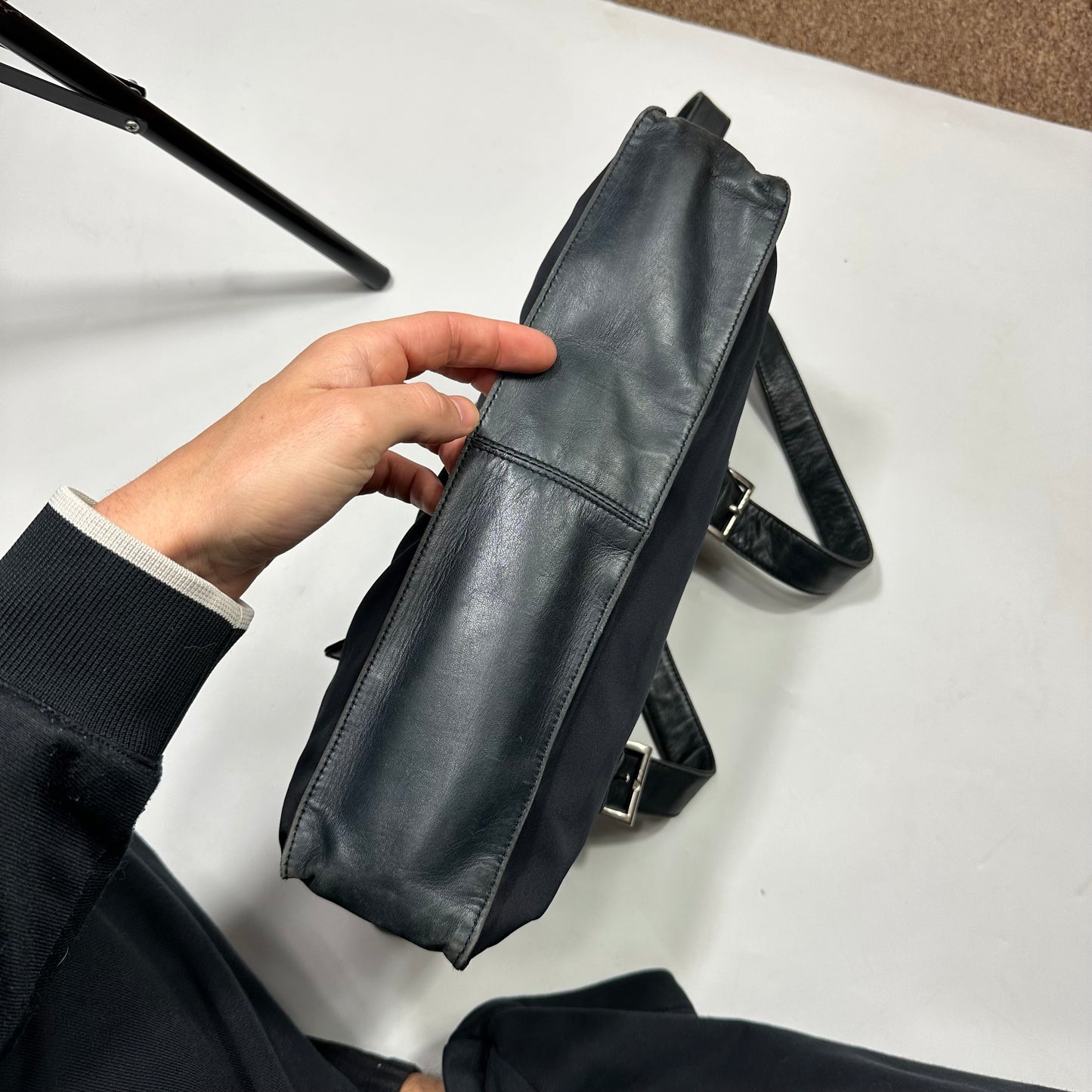 Prada 00’s Nylon + Leather Plaque Logo Shoulder Bag