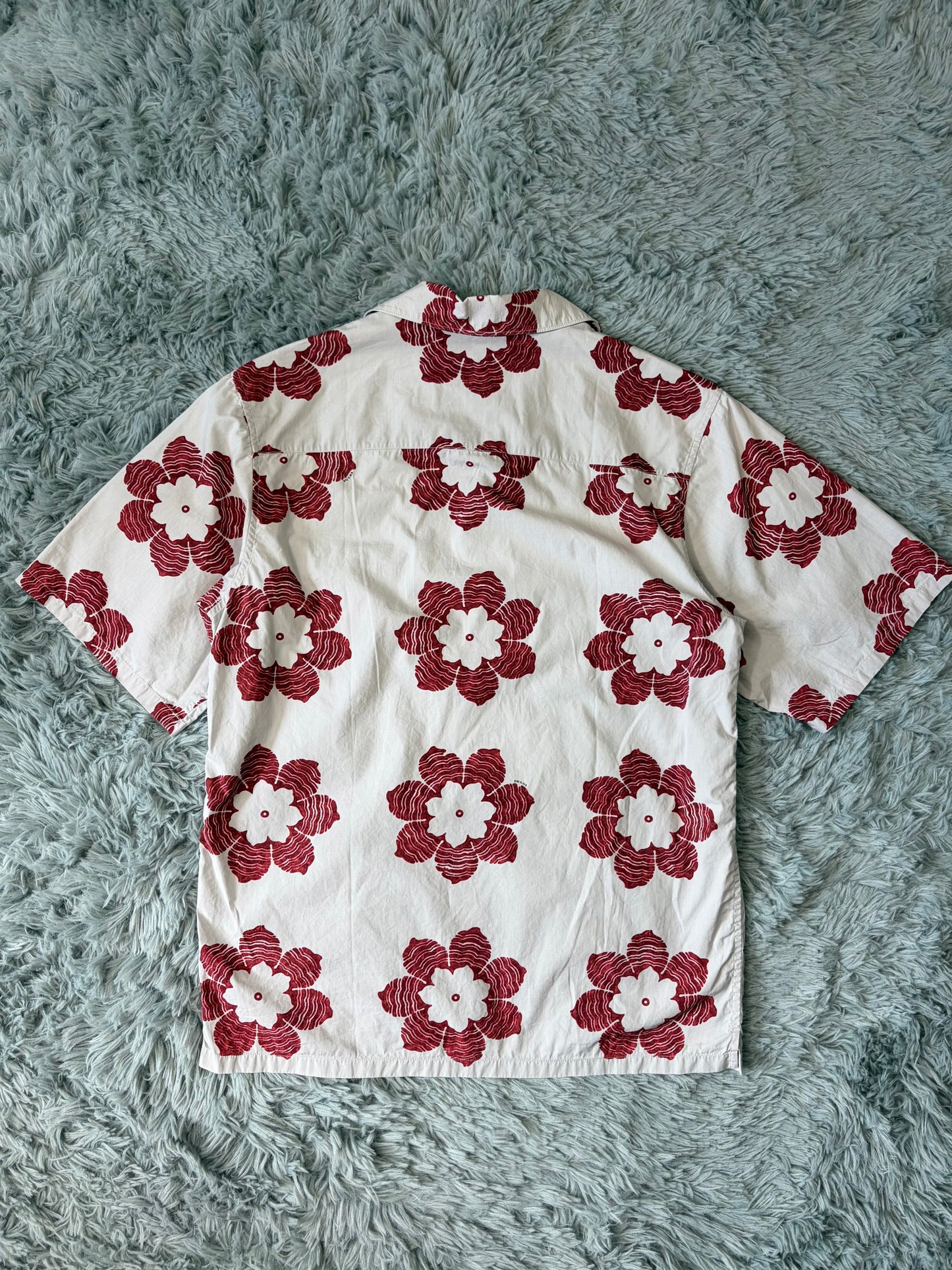 Prada 2016 Floral Logo Print Camp Collar Boxy Shirt - S/M