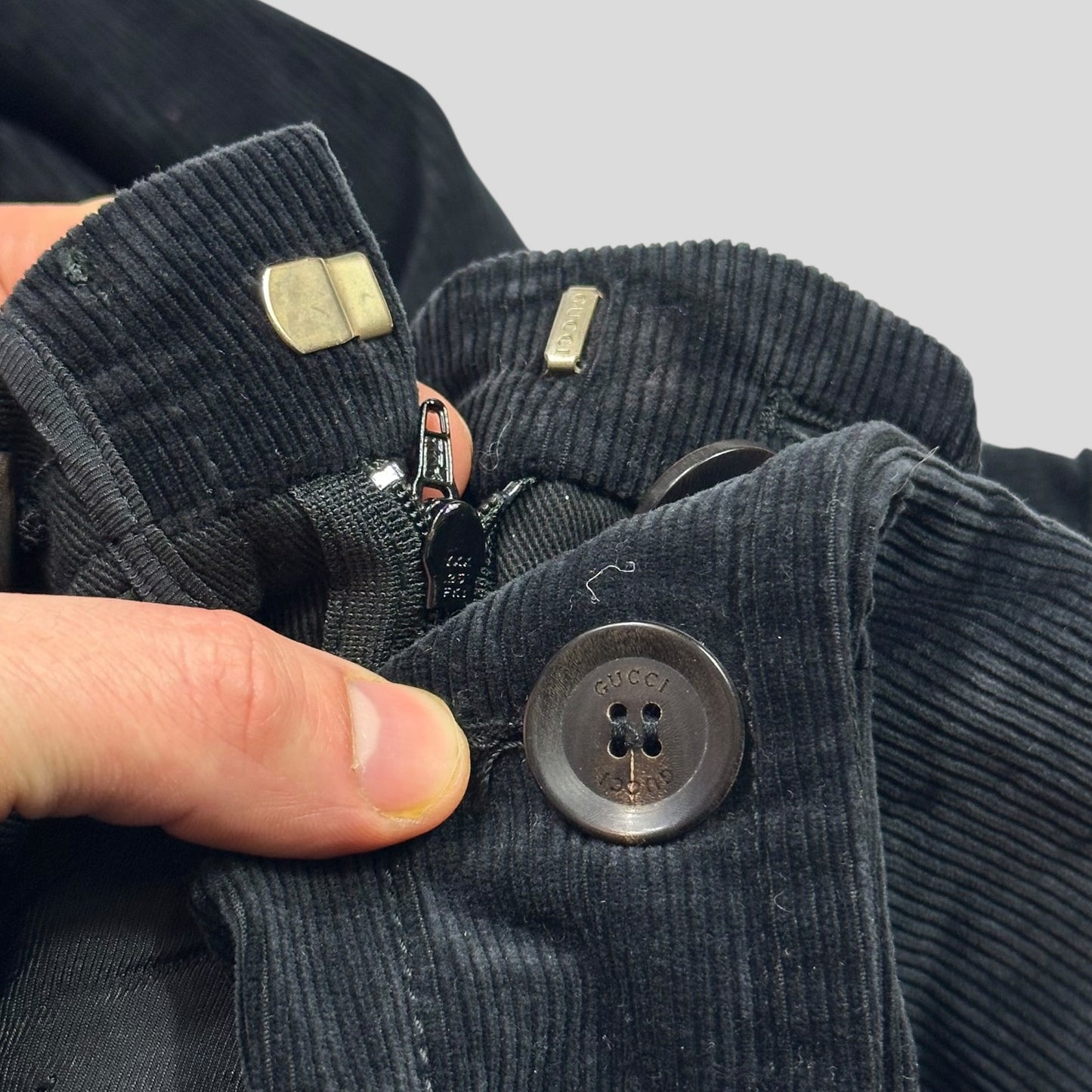 Gucci by Tom Ford 2004 Corduroy Laced Riding Logo Trousers - UK10