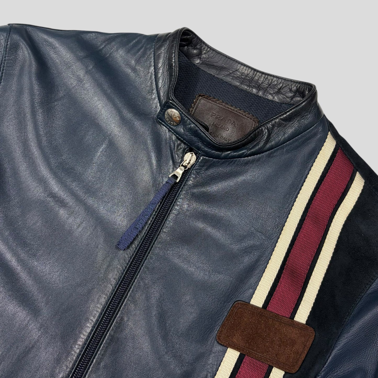 Prada Milano SS00 Runway Leather Racer Moto Jacket - S