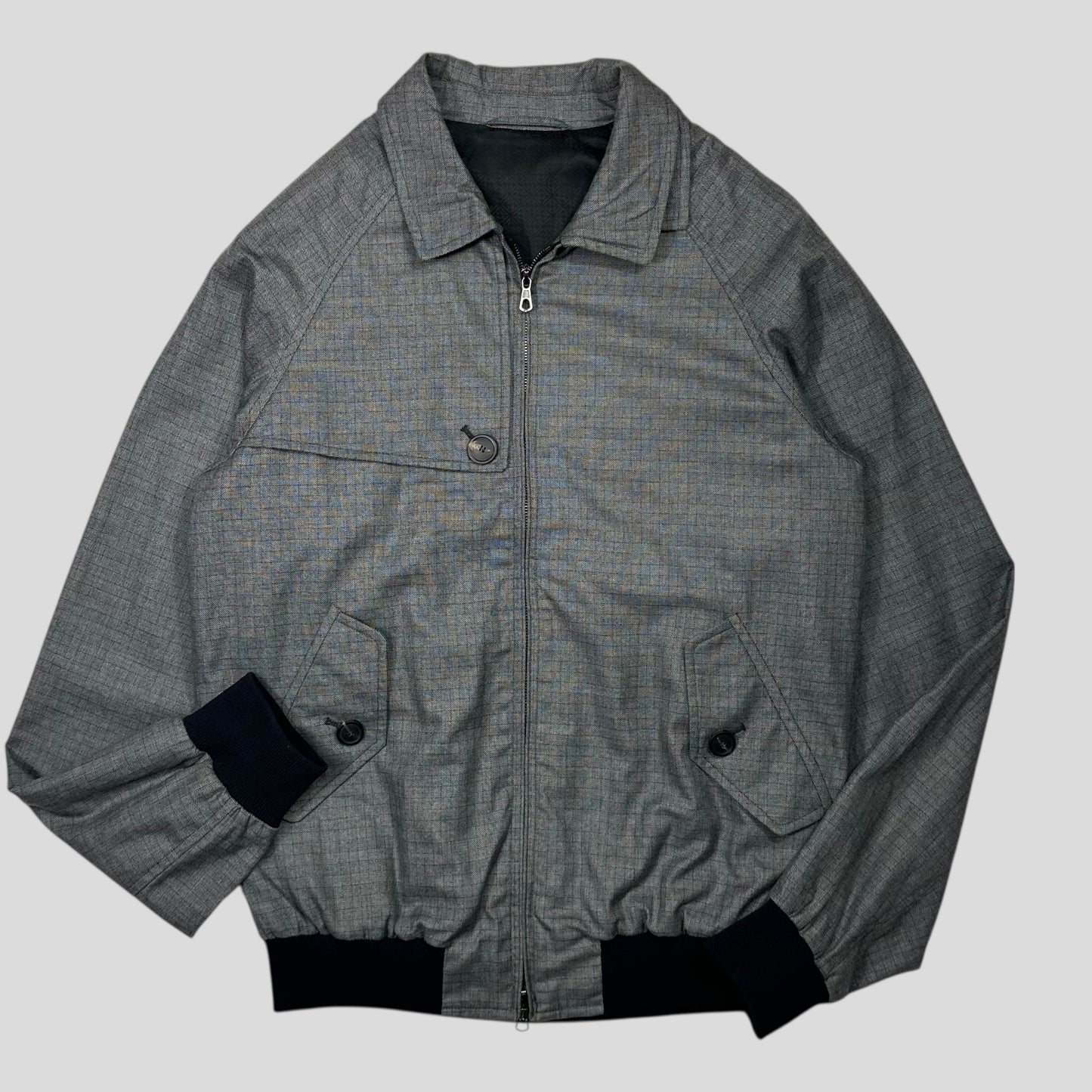 Hardy Amies AW07 Ripstop Grid Asymmetrical Harrington Jacket - M