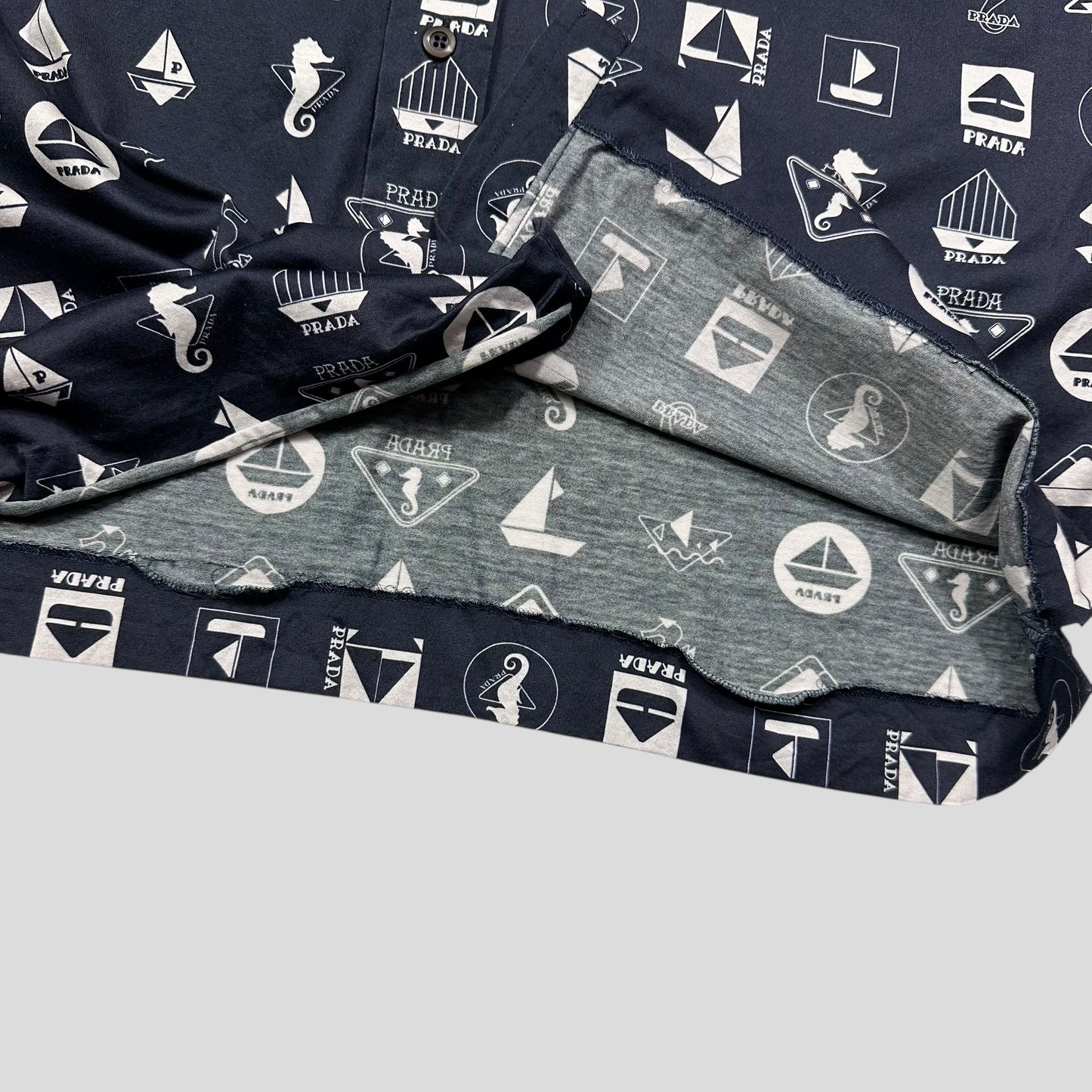 Prada 2018 Rubber Race Logo Sailing Print Shirt - M