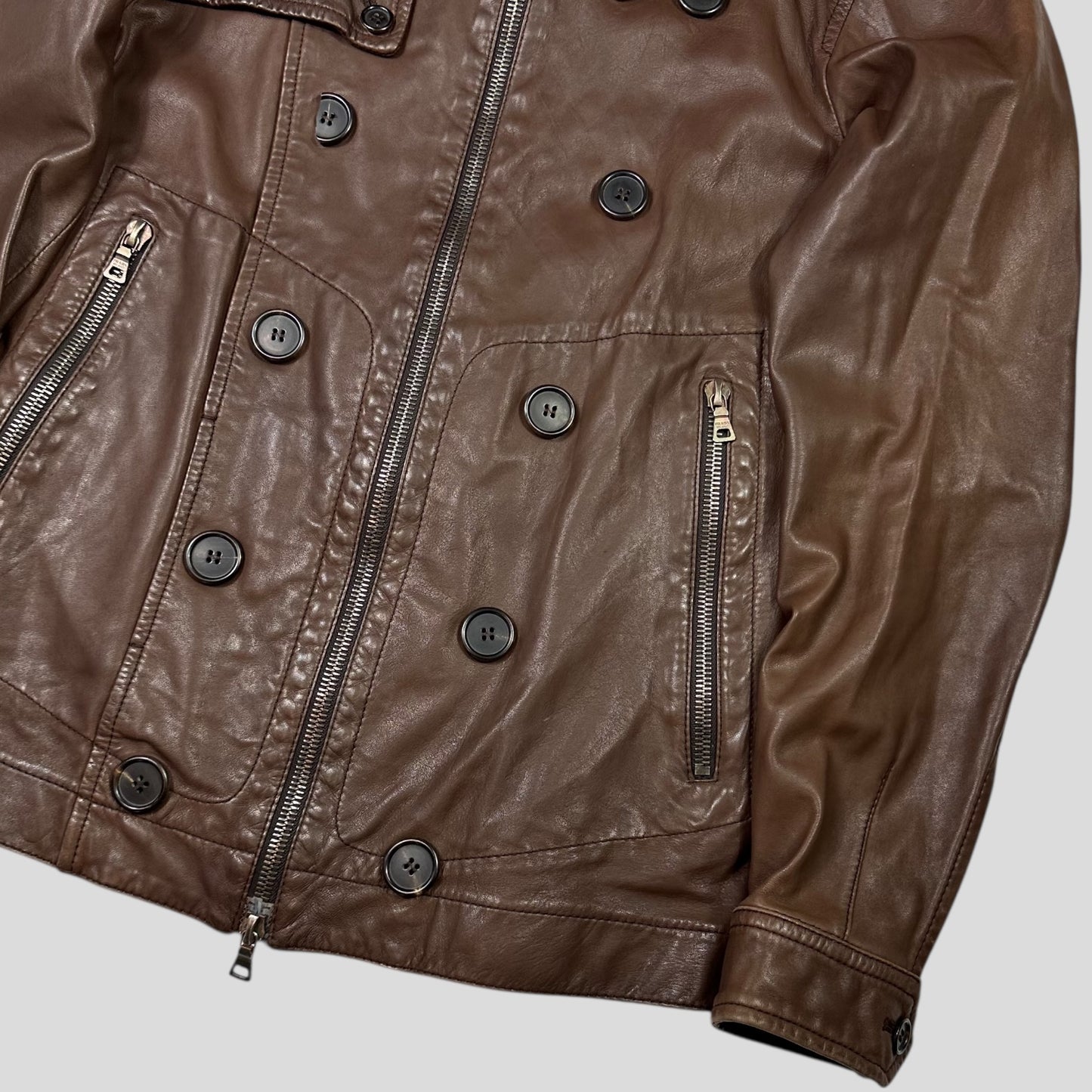 Prada Sport 00’s Brown Military Leather Modular Field Jacket - IT48 (S/M)