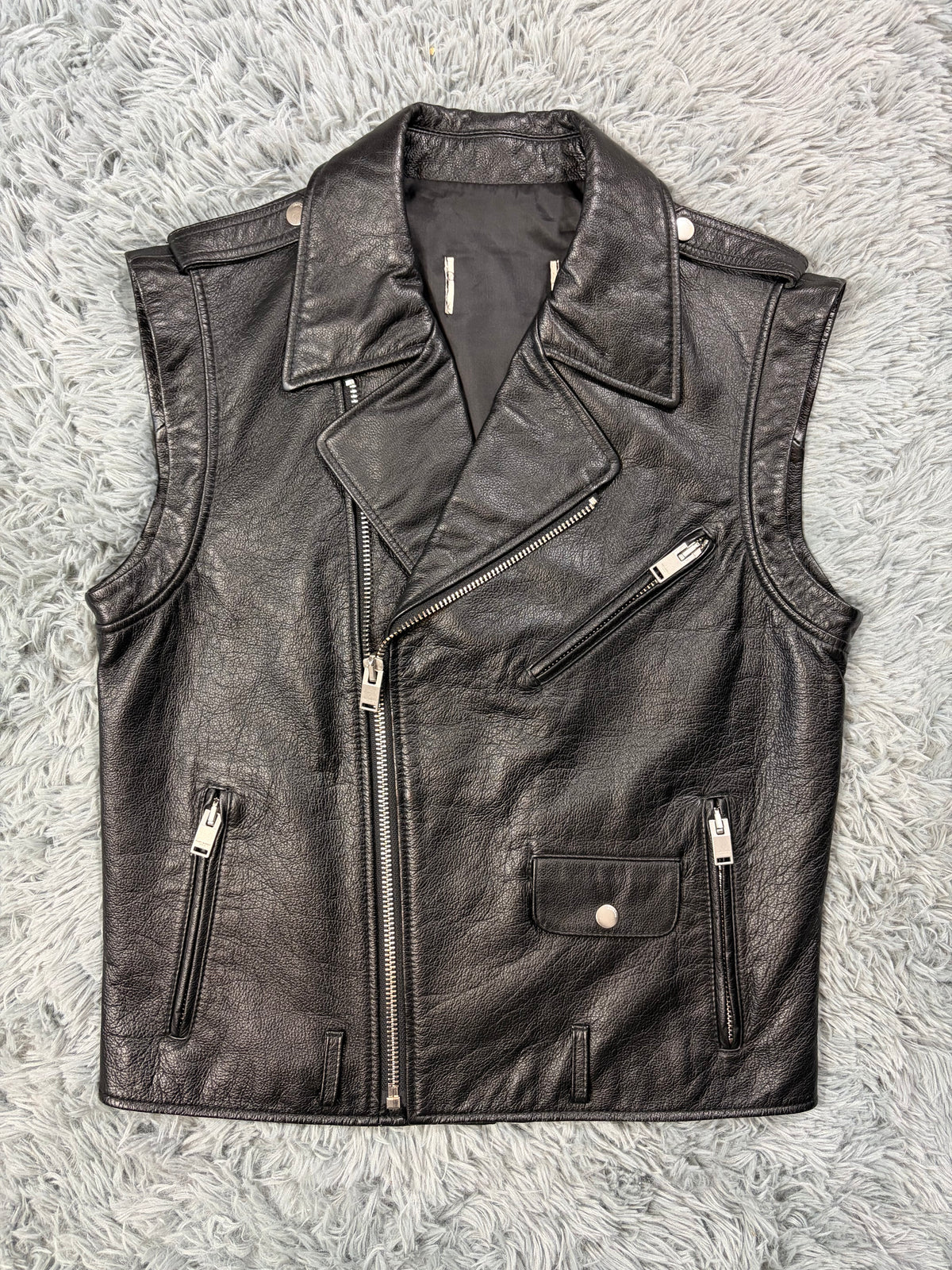 Saint Laurent SS13 Hedi Slimane L17 Leather Biker Gilet - M