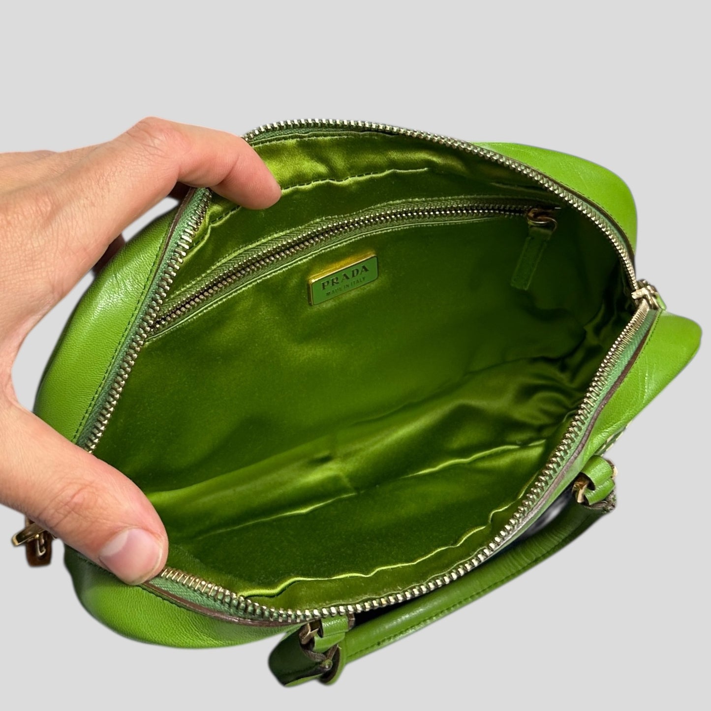 Prada 2001 Mini Top Handle Leather Woven Bag + Cards & Dustbag