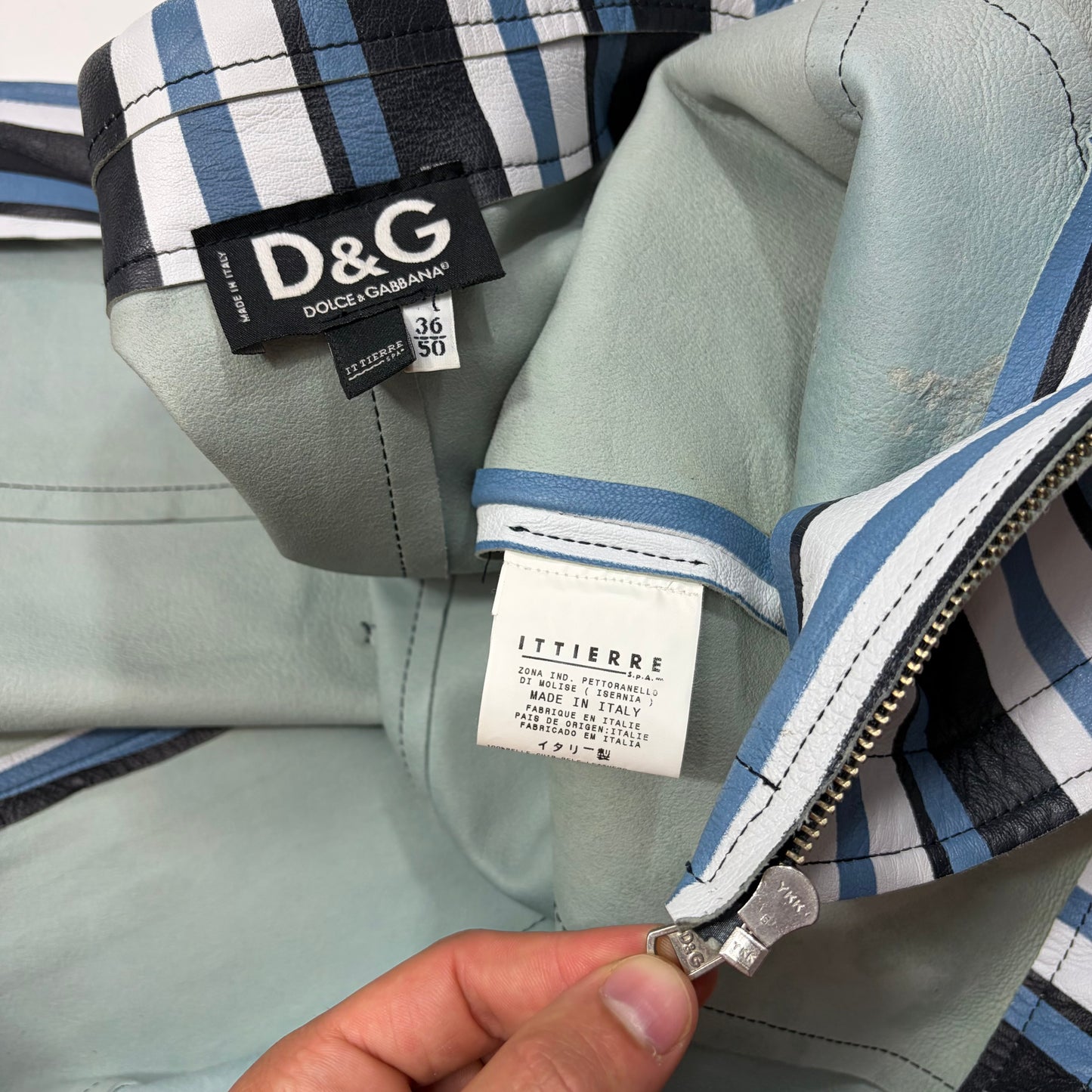 Dolce & Gabbana 00’s Leather Striped Blouson Work Jacket - M