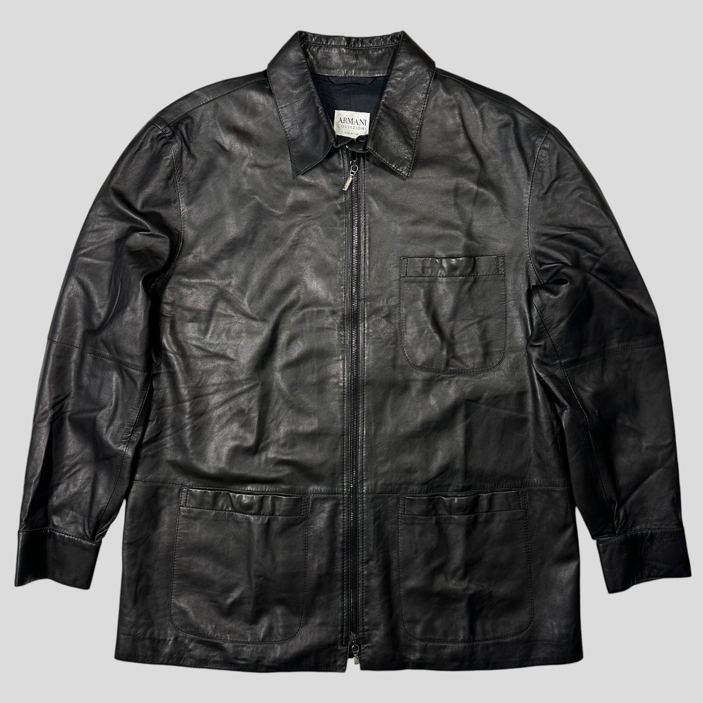 Armani Collezioni 90’s Nappa Leather Lined Chore Jacket - M/L