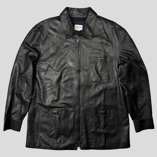 Armani Collezioni 90’s Nappa Leather Lined Chore Jacket - M/L