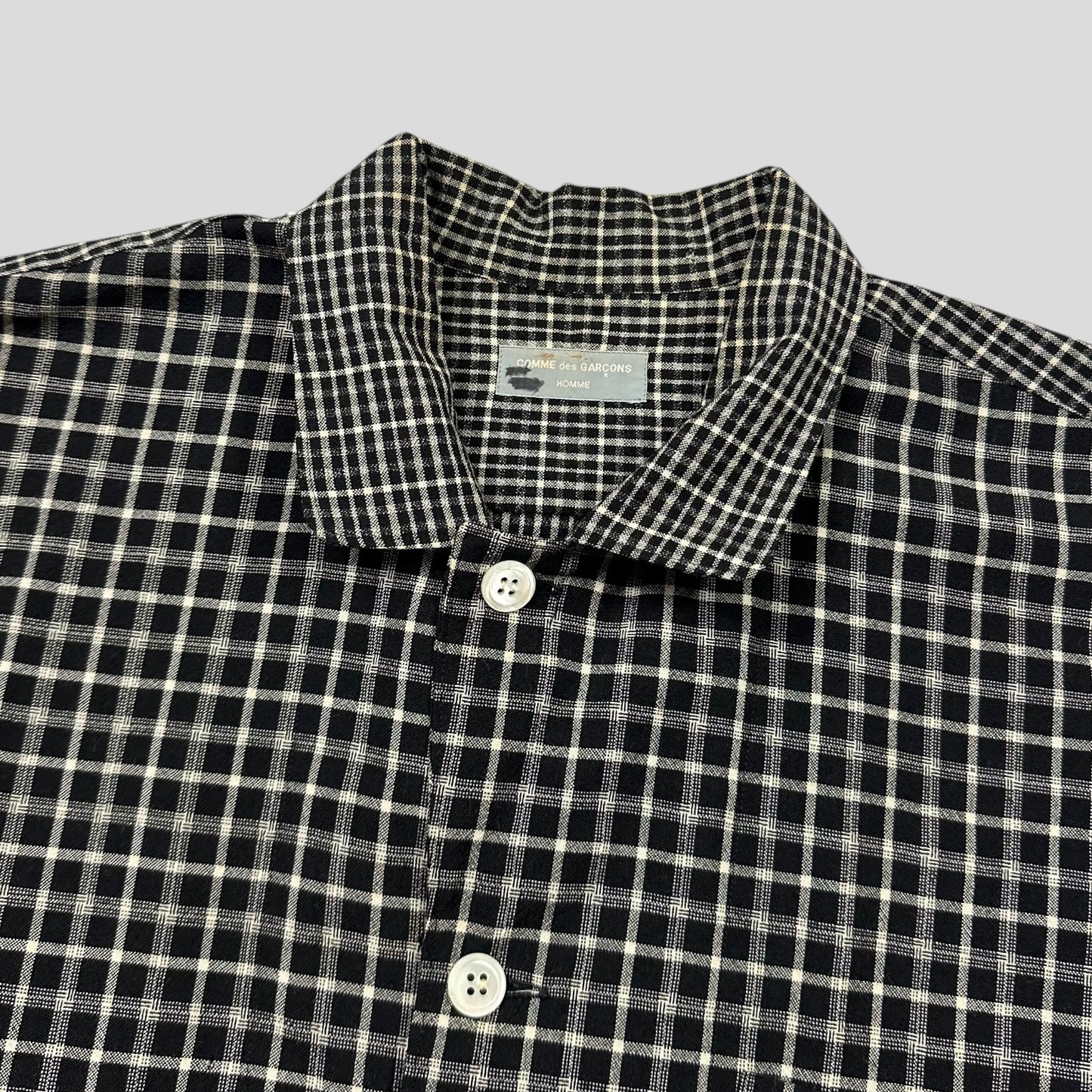 Comme Des Garçons Homme 90’s Wool Double Plaid Boxy Shirt - XL
