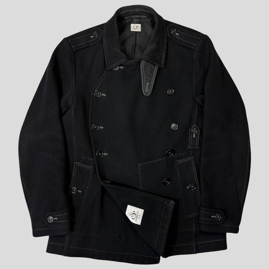 CP Company AW07 Heavy Wool Contrast Stitch Military Peacoat - IT52