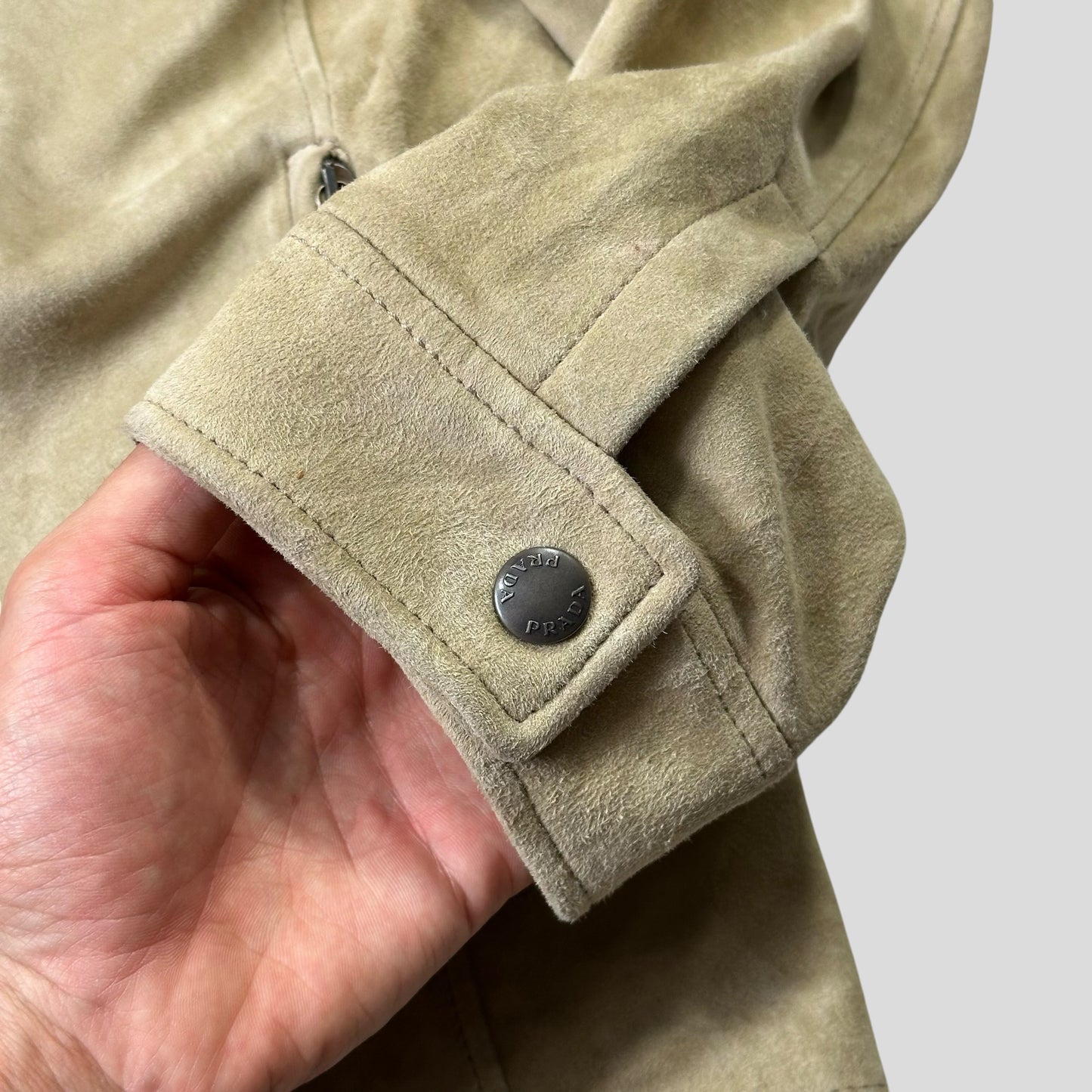 Prada Milano 2007 Suede Leather Double Pocket Logo Jacket - IT56