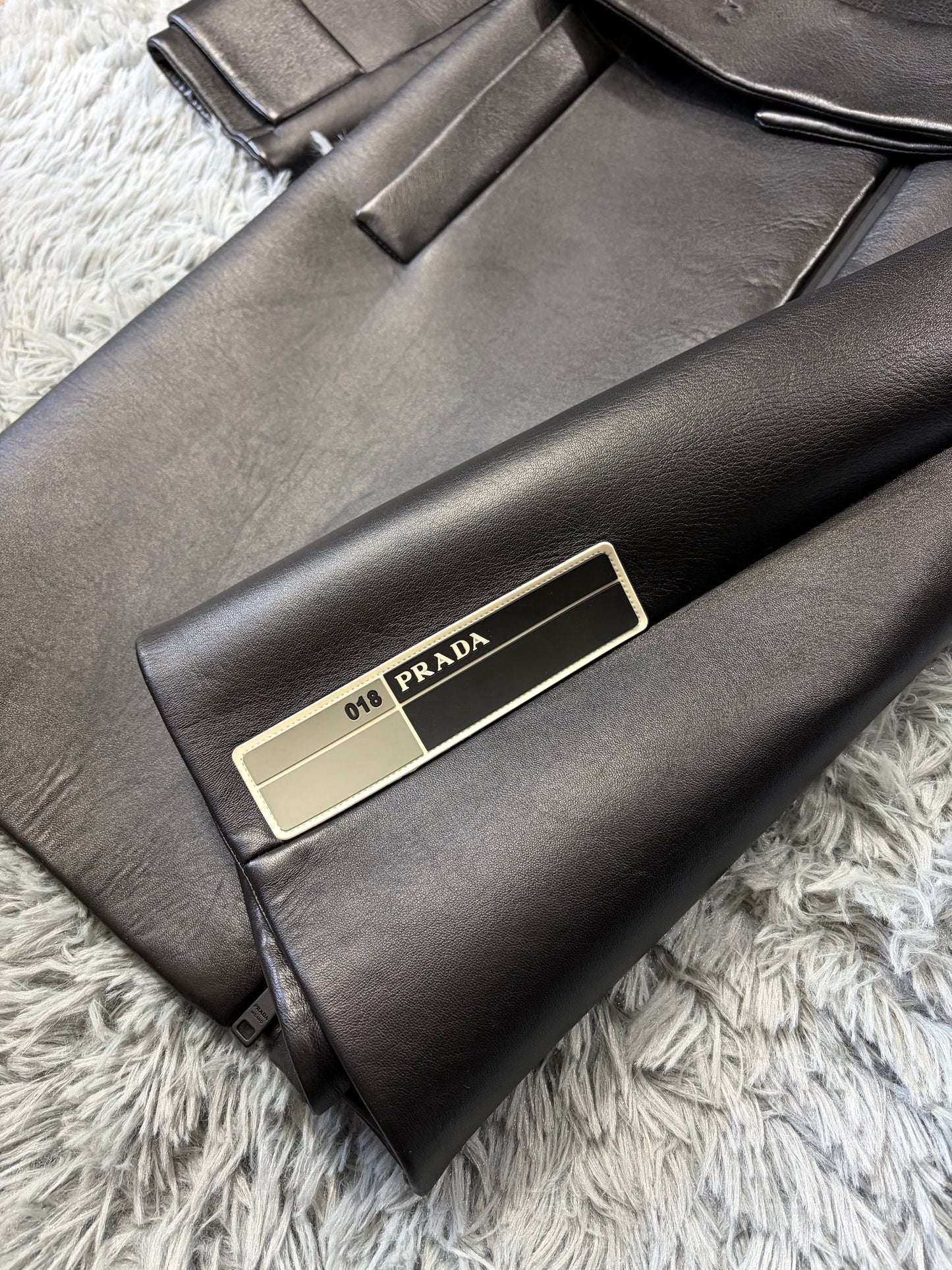 Prada 2018 Race Logo Leather Belted Trench Coat - IT40