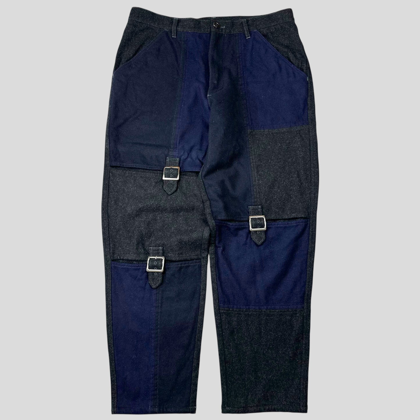 CDG SHIRT 00’s Buckle Patchwork Panelled Wool Trousers - L