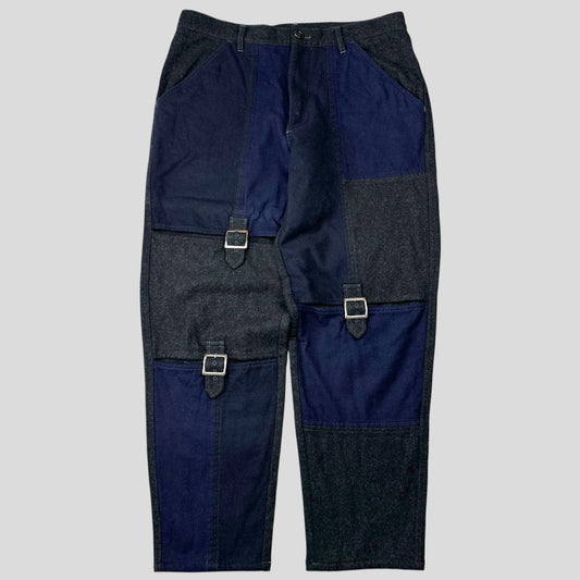 CDG SHIRT 00’s Buckle Patchwork Panelled Wool Trousers - L