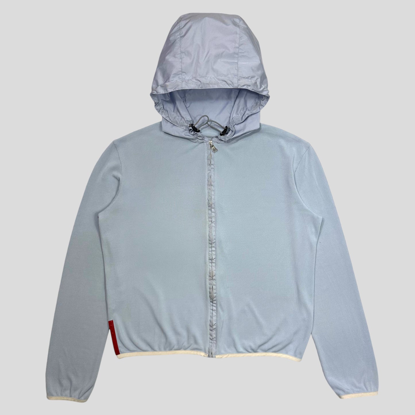 Prada Sport SS00 Baby Blue Mesh Cropped Technical Hoodie - M