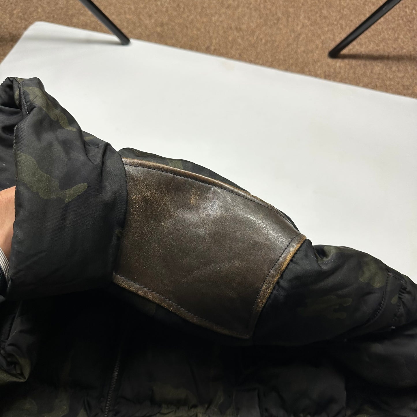 Prada Milano 2014 Green Camo Nylon Elder Down Leather Puffer - IT46