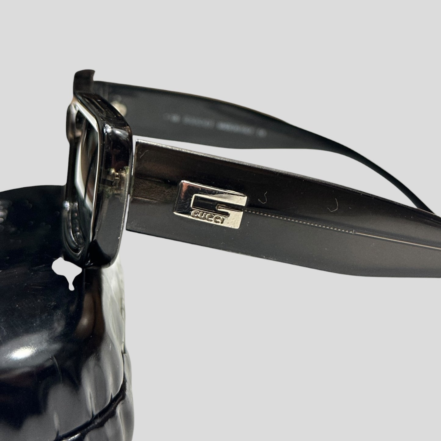Gucci by Tom Ford 1996 Blue Tint G Logo Square Sunglasses