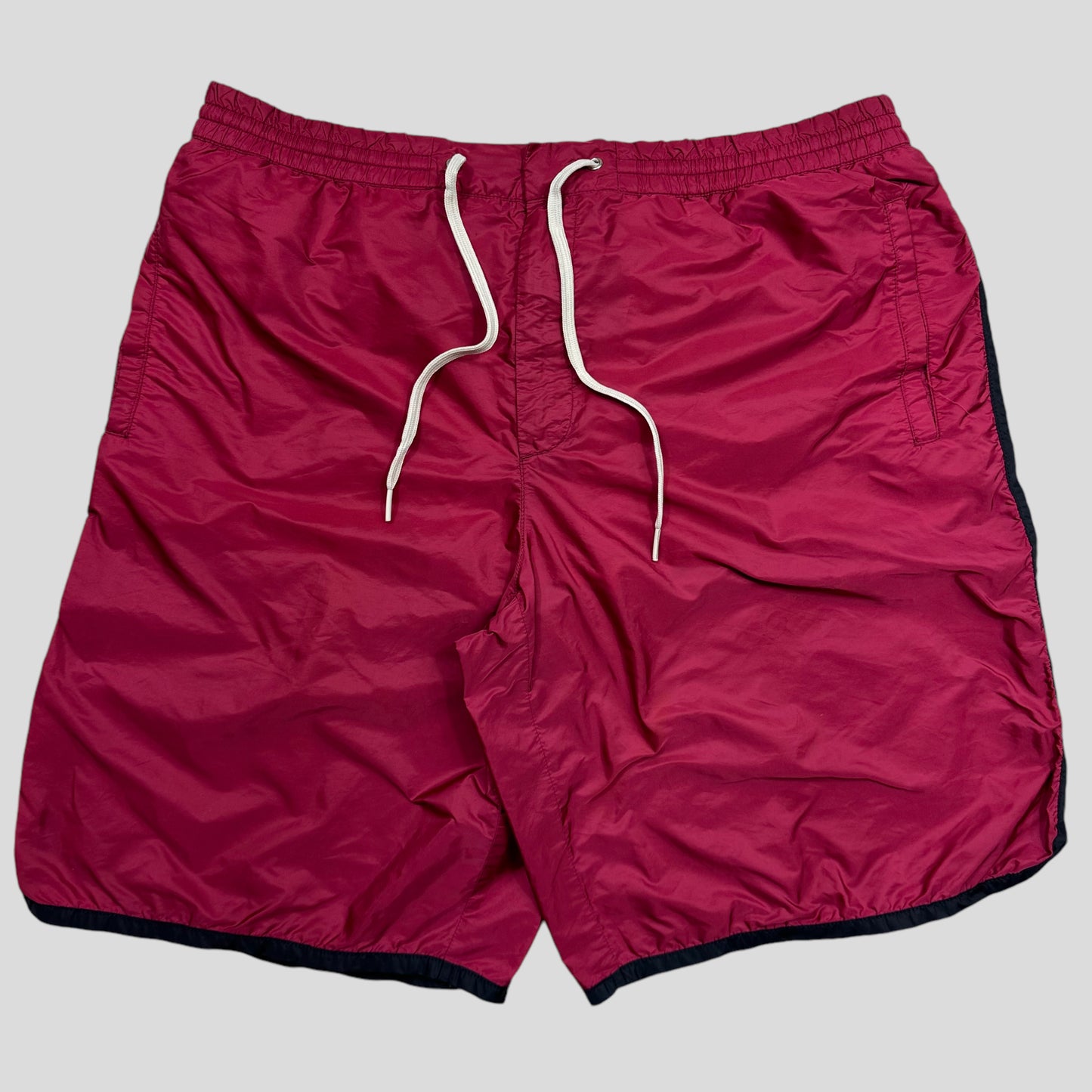 Prada 2015 Nylon Red Tab Stash Pocket Shorts - L