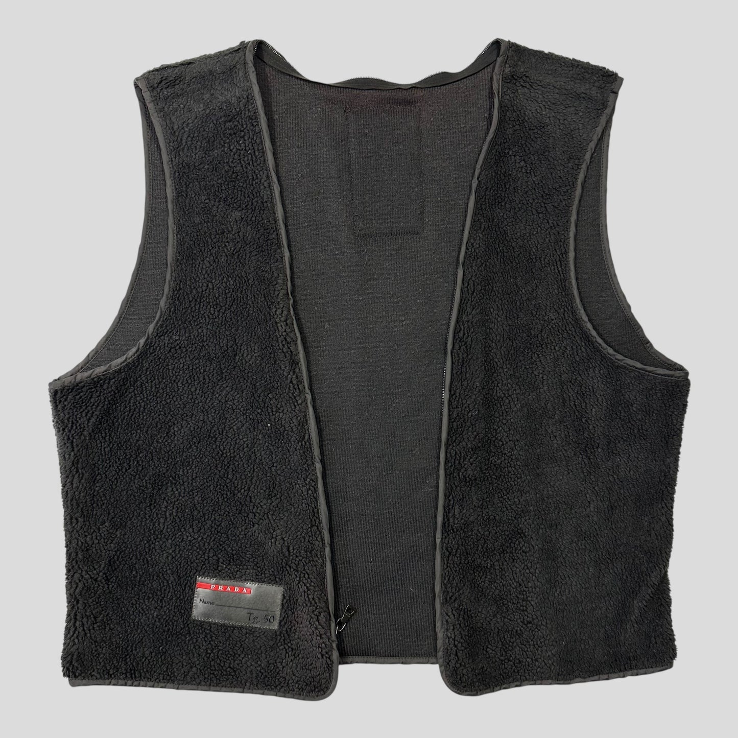 Prada Sport 2007 Leather Logo Antique Finish 2 in 1 Sherpa Flight Jacket - IT50 (M)