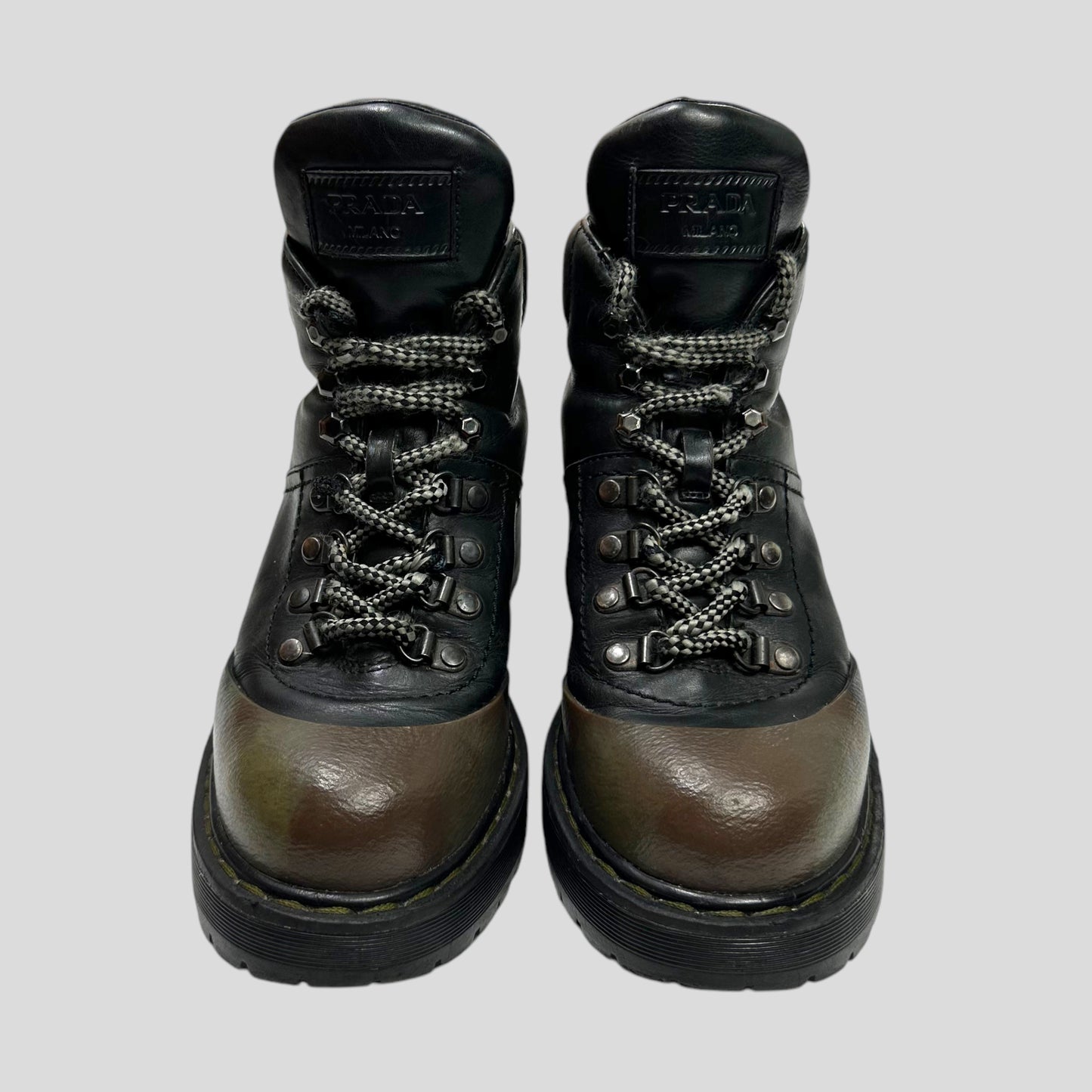 Prada Milano Leather Combat Boots - UK4.5/5