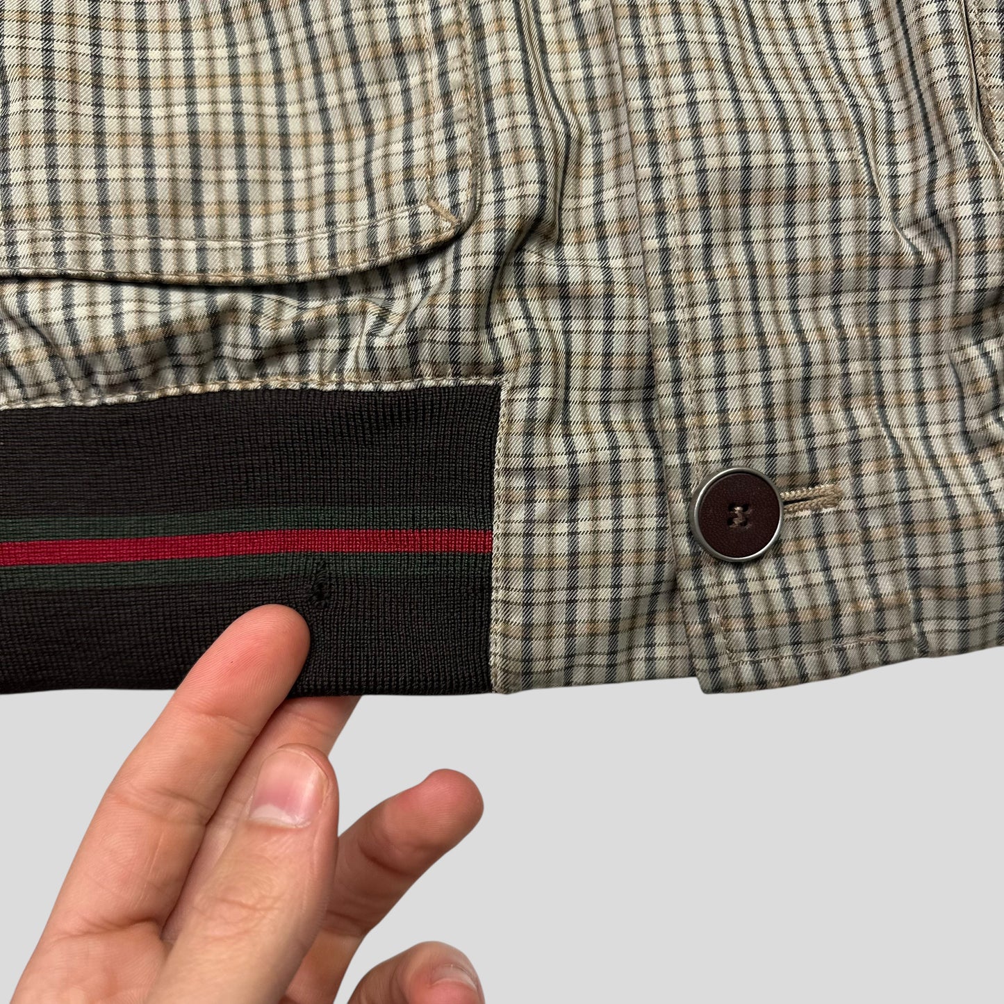 Gucci 2009 Plaid Web Leather Detailed Hunting Harrington - IT54 (L)