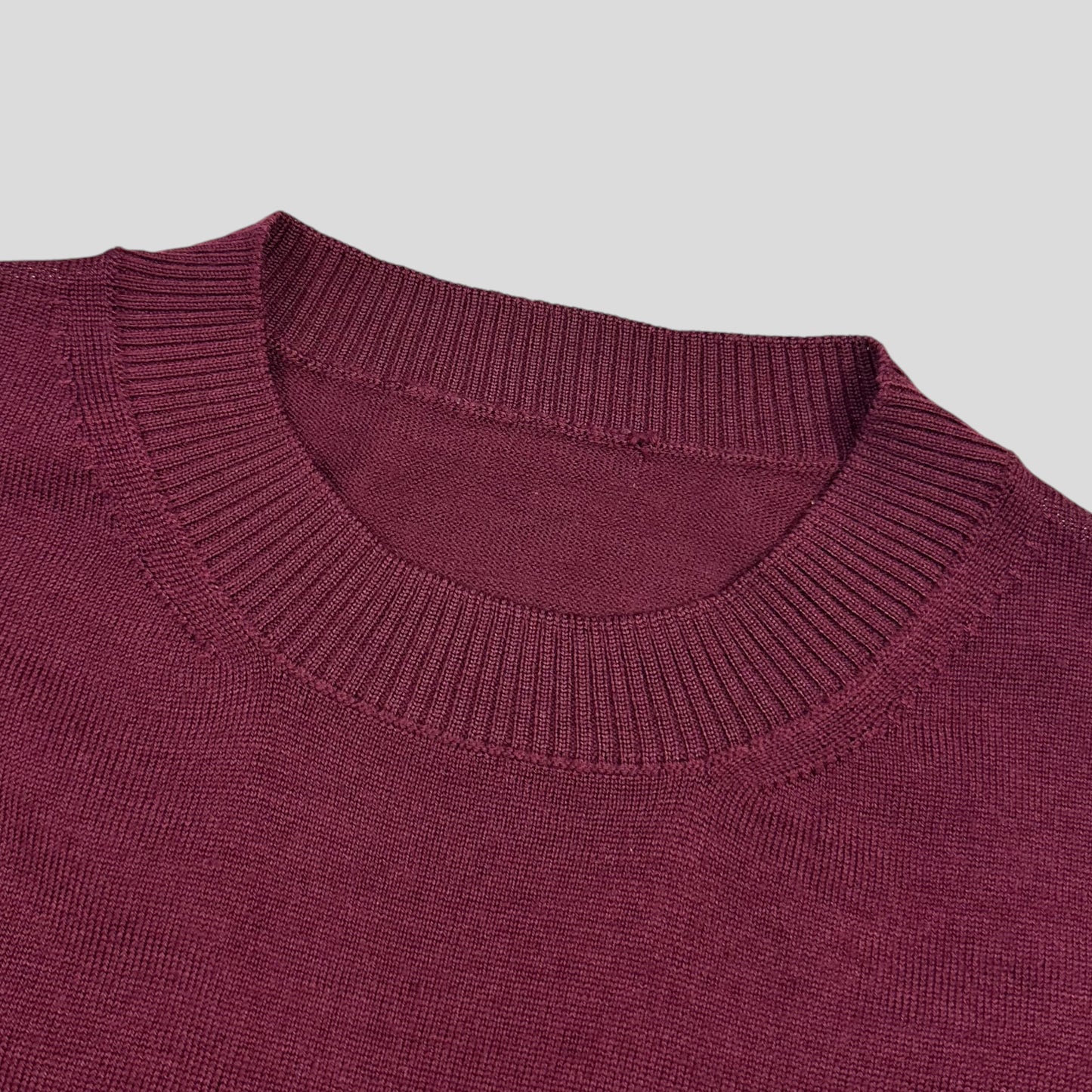 Prada Milano 2018 Wine Ribbed Silk & Wool Knit Sweater - M