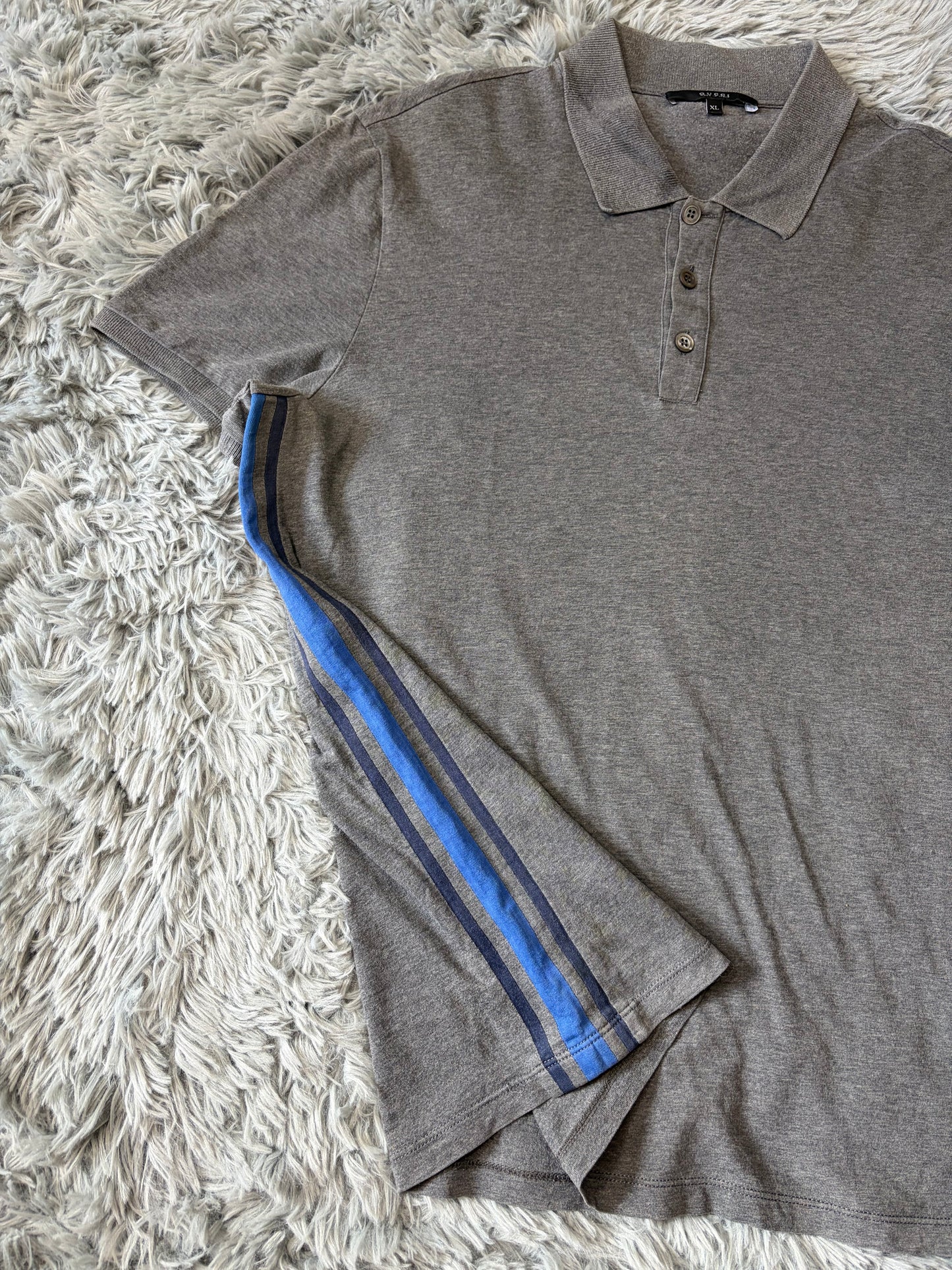 Gucci 00’s Contrast Seam Stripe Cotton Polo Shirt - L