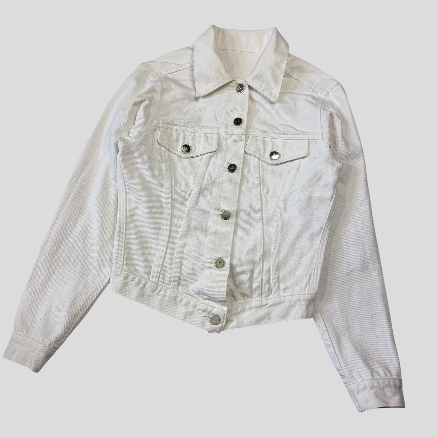 Gucci by Tom Ford 1999 White Denim Cropped Front Drop Jacket - IT40