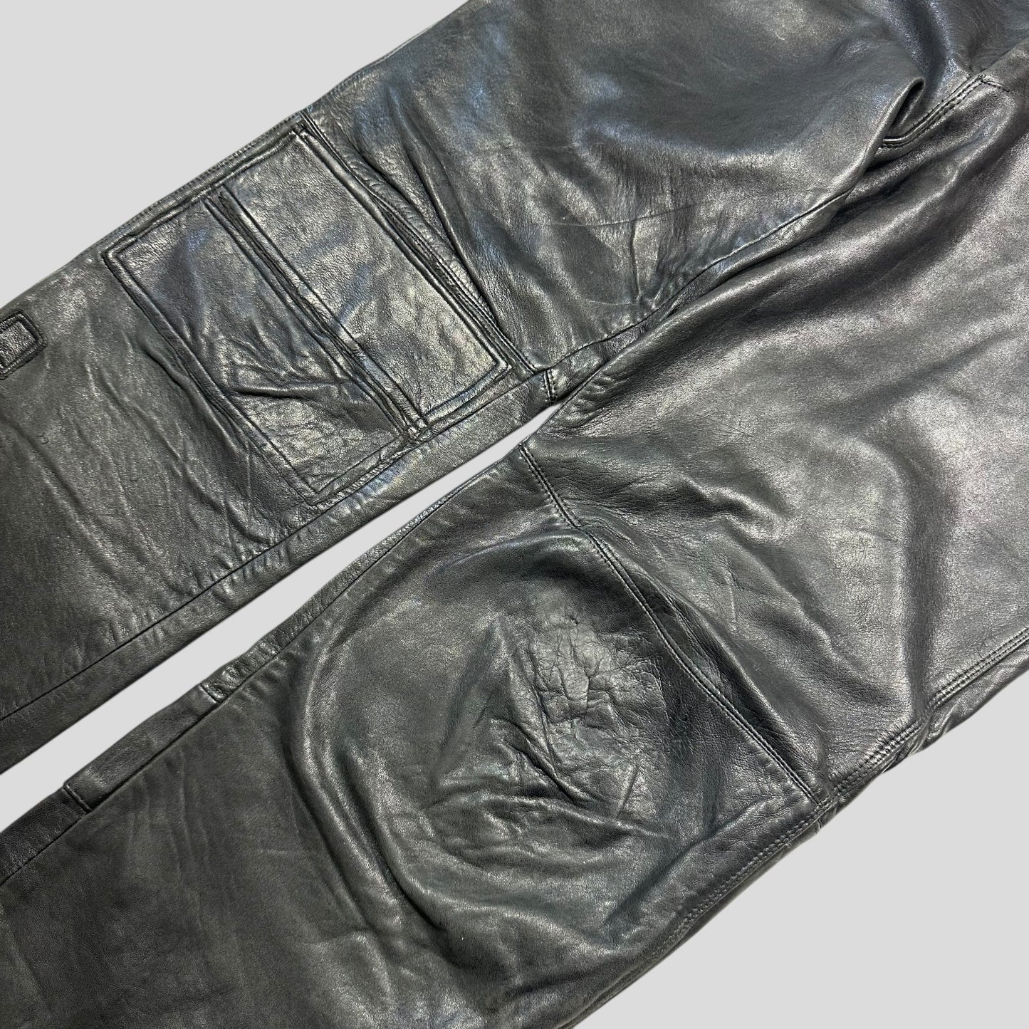 Gianni Versace 1980’s Leather Moto Biker Trousers - IT48 (32)