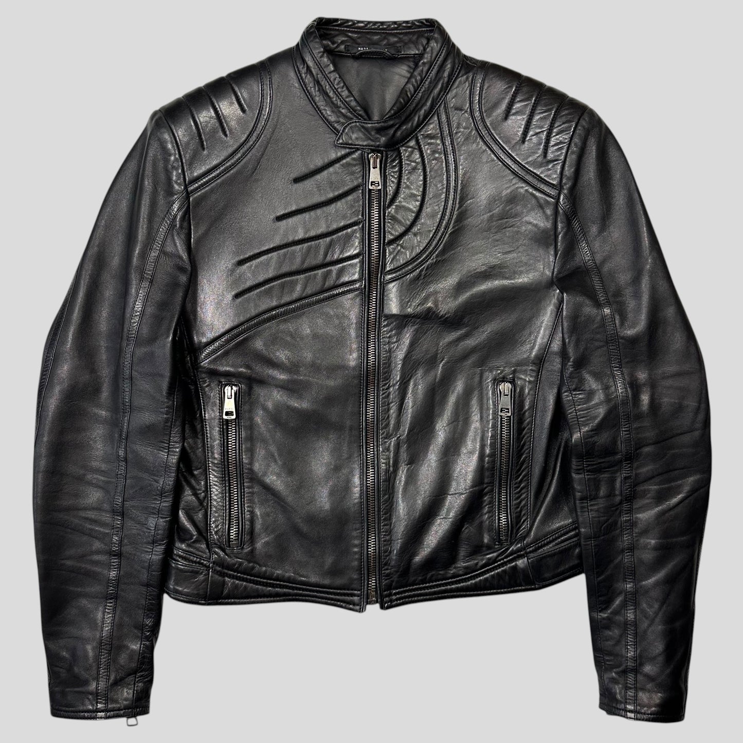 Gucci by Tom Ford AW00 Runway Spiral Leather Padded Moto Jacket - IT50